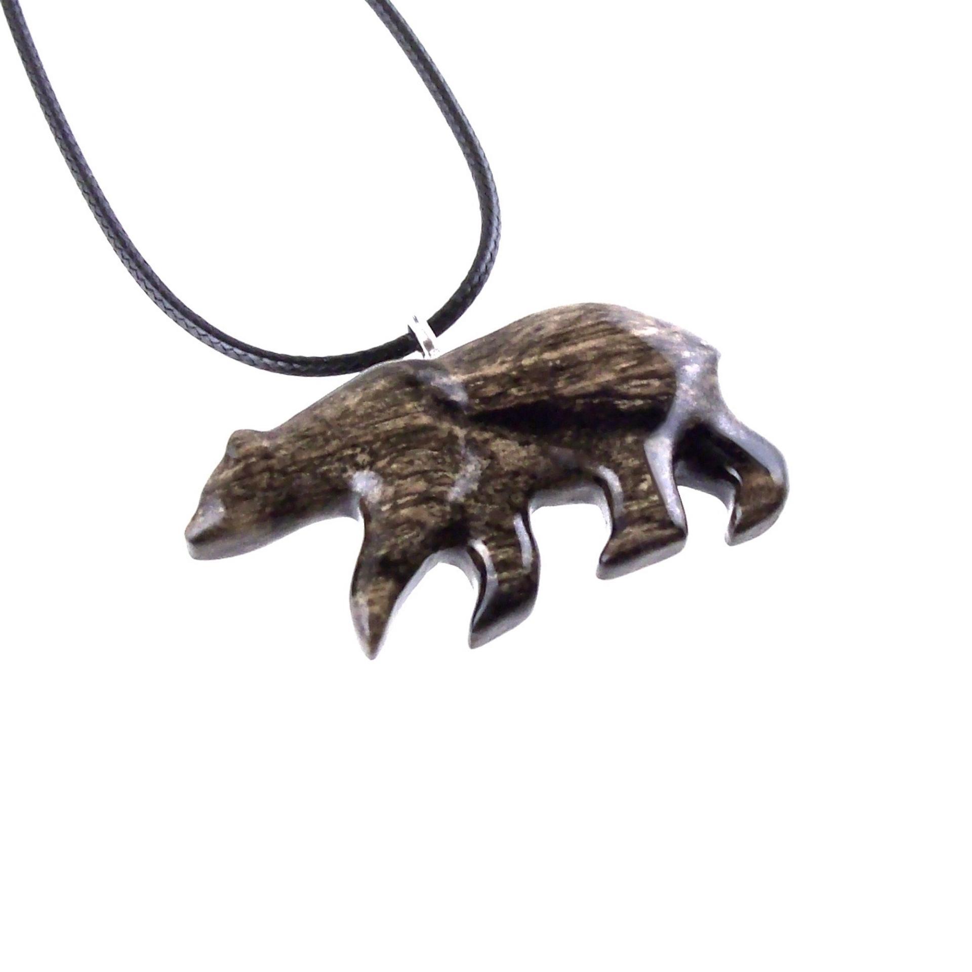 Polar Bear Necklace, Hand Carved Wooden Bear Pendant for Men or Women, Totem Spirit Animal, Wood Jewelry, One of a Kind Gift for Him Her