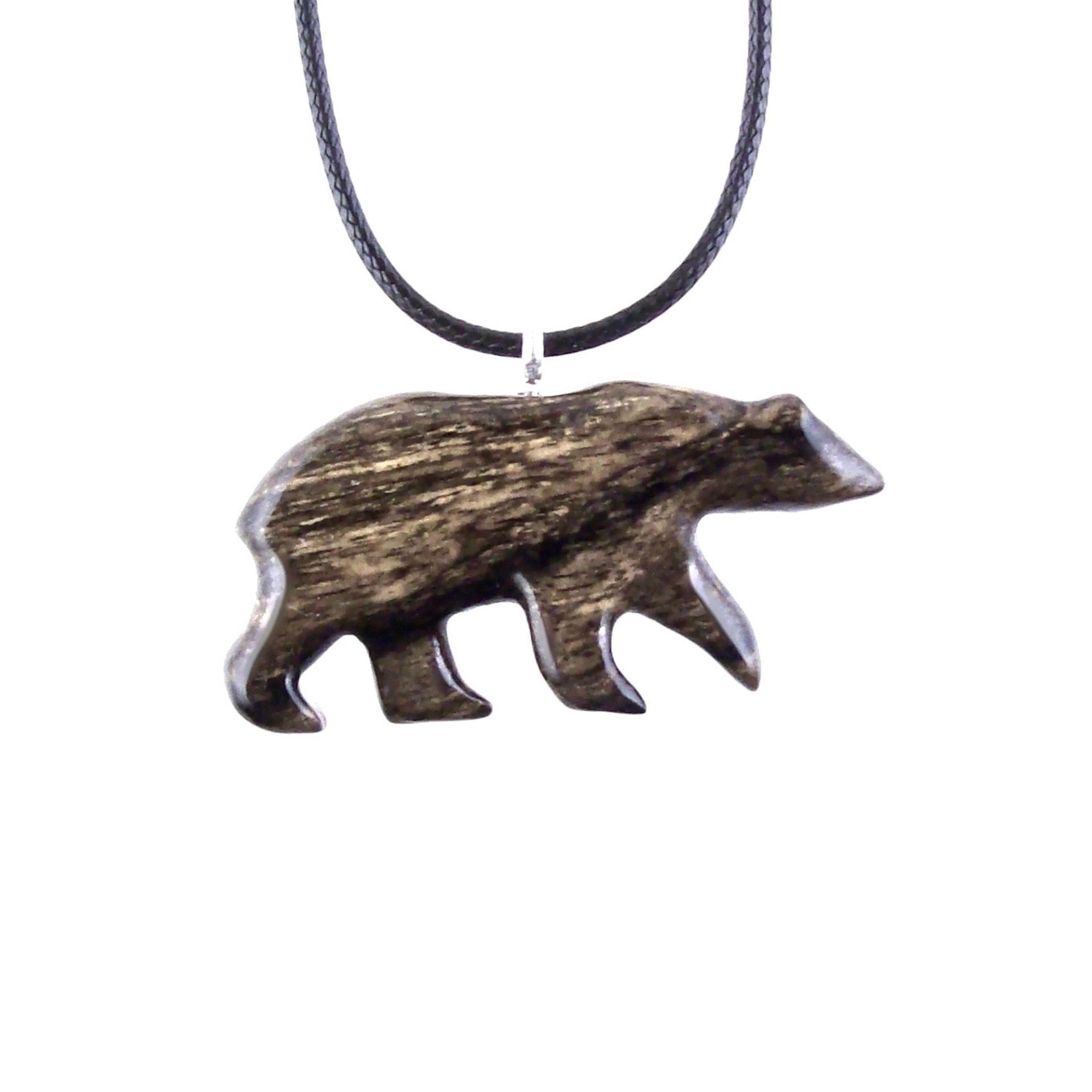 Polar Bear Necklace, Hand Carved Wooden Bear Pendant for Men or Women, Totem Spirit Animal, Wood Jewelry, One of a Kind Gift for Him Her