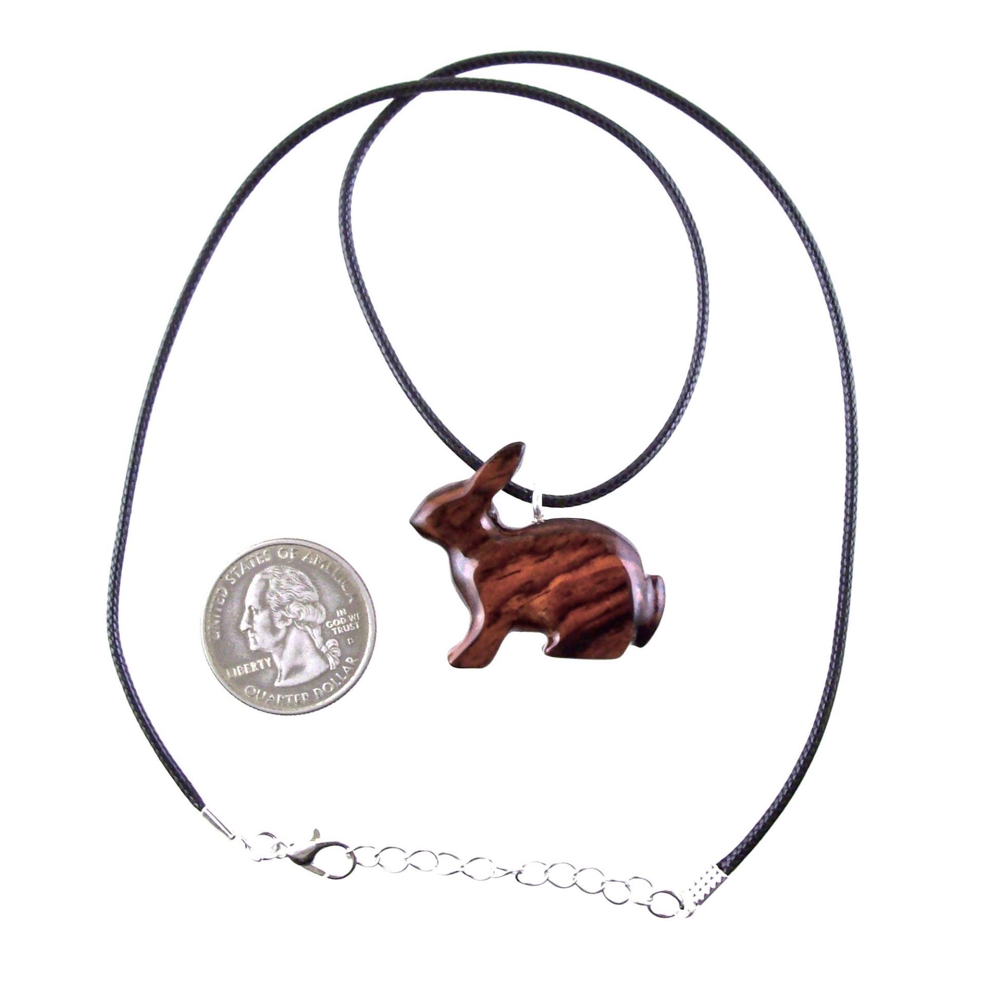 Wooden Rabbit Pendant, Bunny Necklace, Hand Carved Wood Animal Pendant, Spirit Animal Totem Pet Jewelry