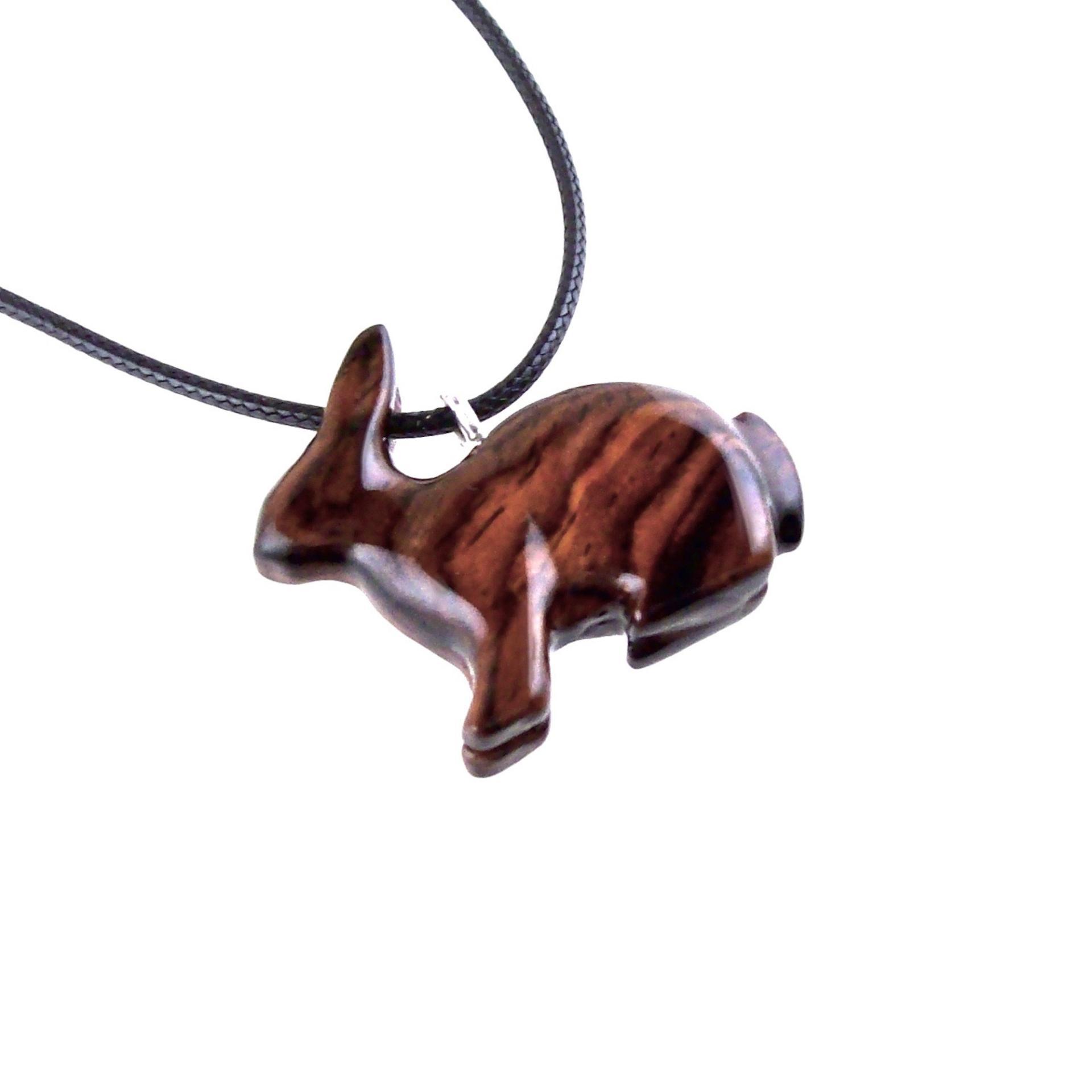 Wooden Rabbit Pendant, Bunny Necklace, Hand Carved Wood Animal Pendant, Spirit Animal Totem Pet Jewelry