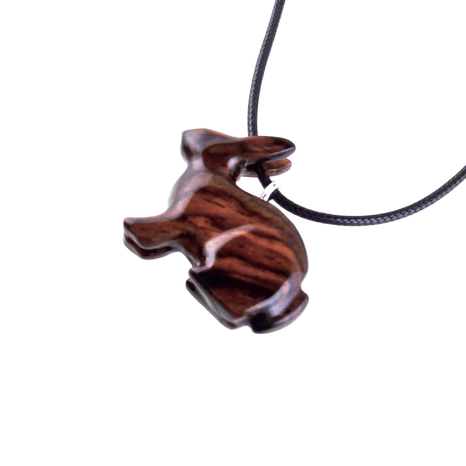 Wooden Rabbit Pendant, Bunny Necklace, Hand Carved Wood Animal Pendant, Spirit Animal Totem Pet Jewelry
