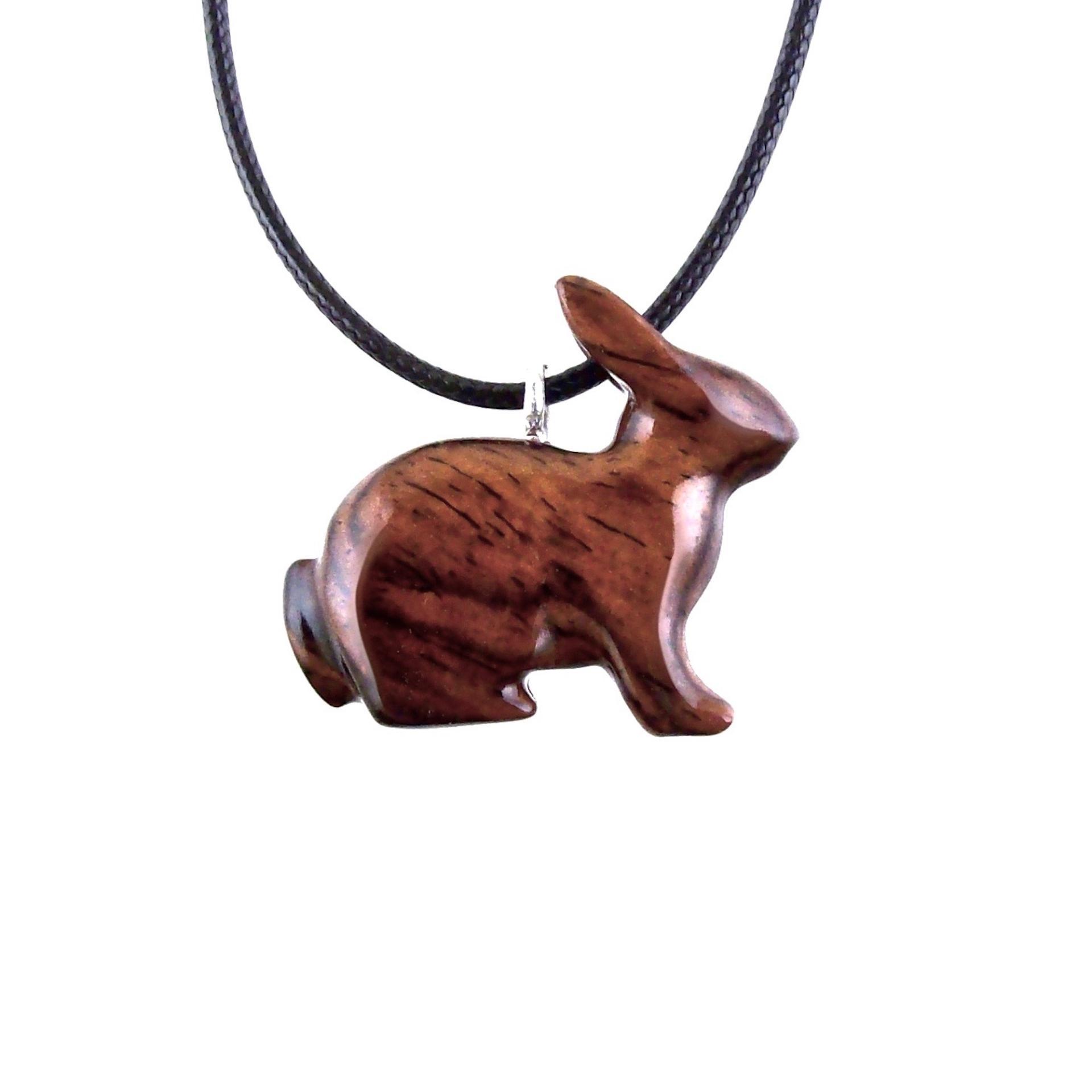 Wooden Rabbit Pendant, Bunny Necklace, Hand Carved Wood Animal Pendant, Spirit Animal Totem Pet Jewelry