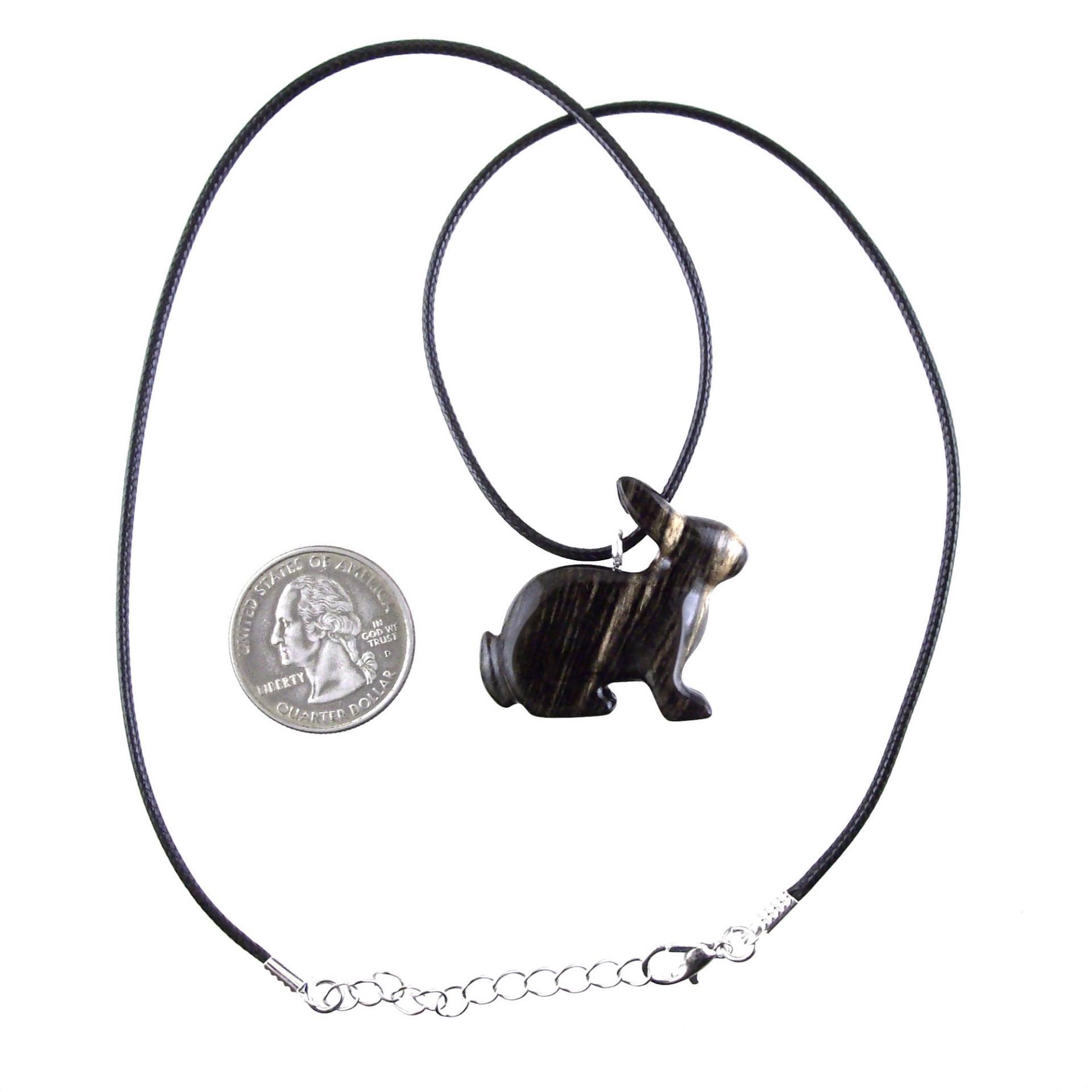 Rabbit Necklace, Hand Carved Wooden Bunny Pendant, Wood Animal Necklace, Pet Animal Totem Jewelry, One of a Kind Gift