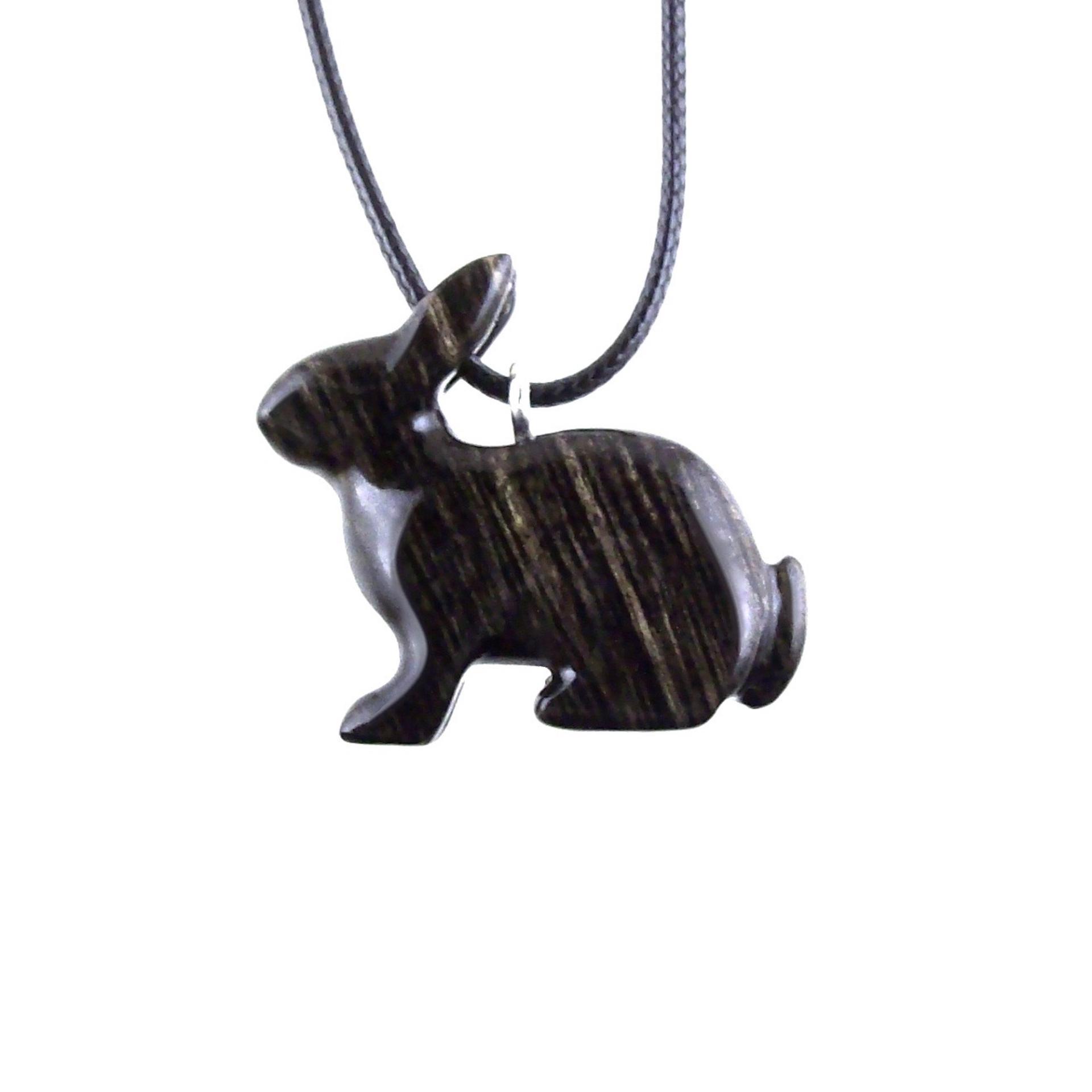 Rabbit Necklace, Hand Carved Wooden Bunny Pendant, Wood Animal Necklace, Pet Animal Totem Jewelry, One of a Kind Gift