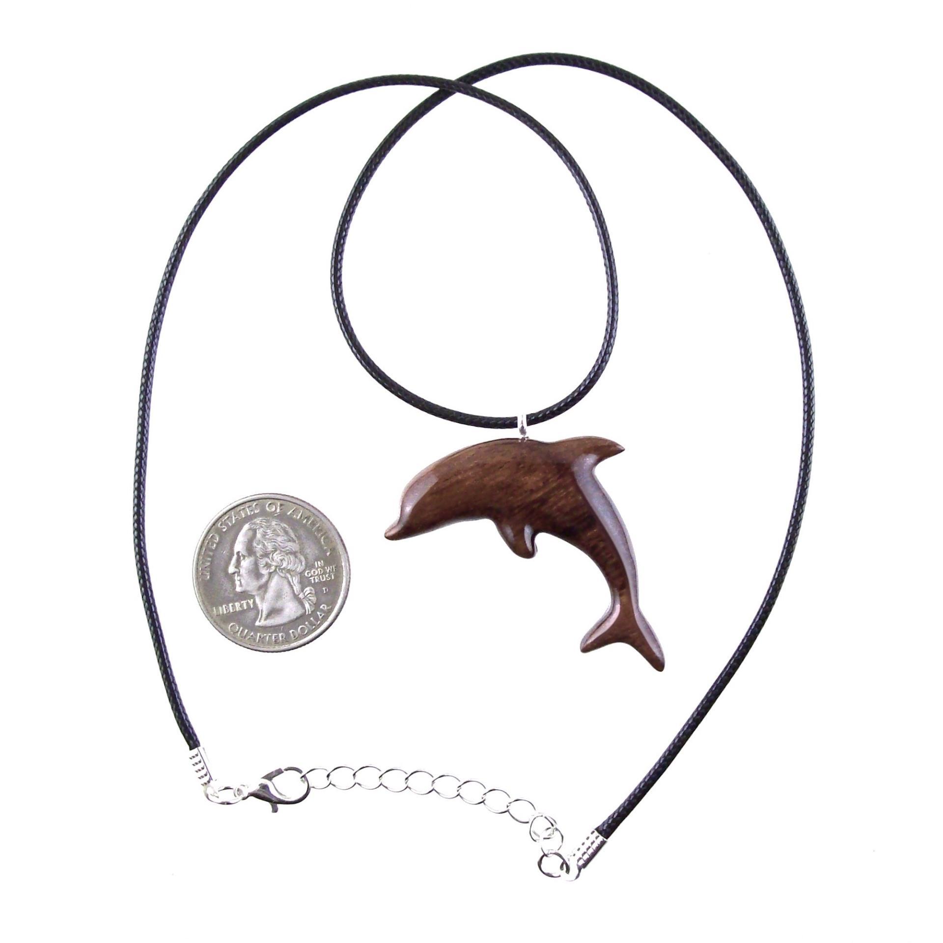 Hand Carved Dolphin Necklace, Wooden Dolphin Pendant for Men Women, Sea Animal Wood Jewelry, Nautical Gift for Him Her