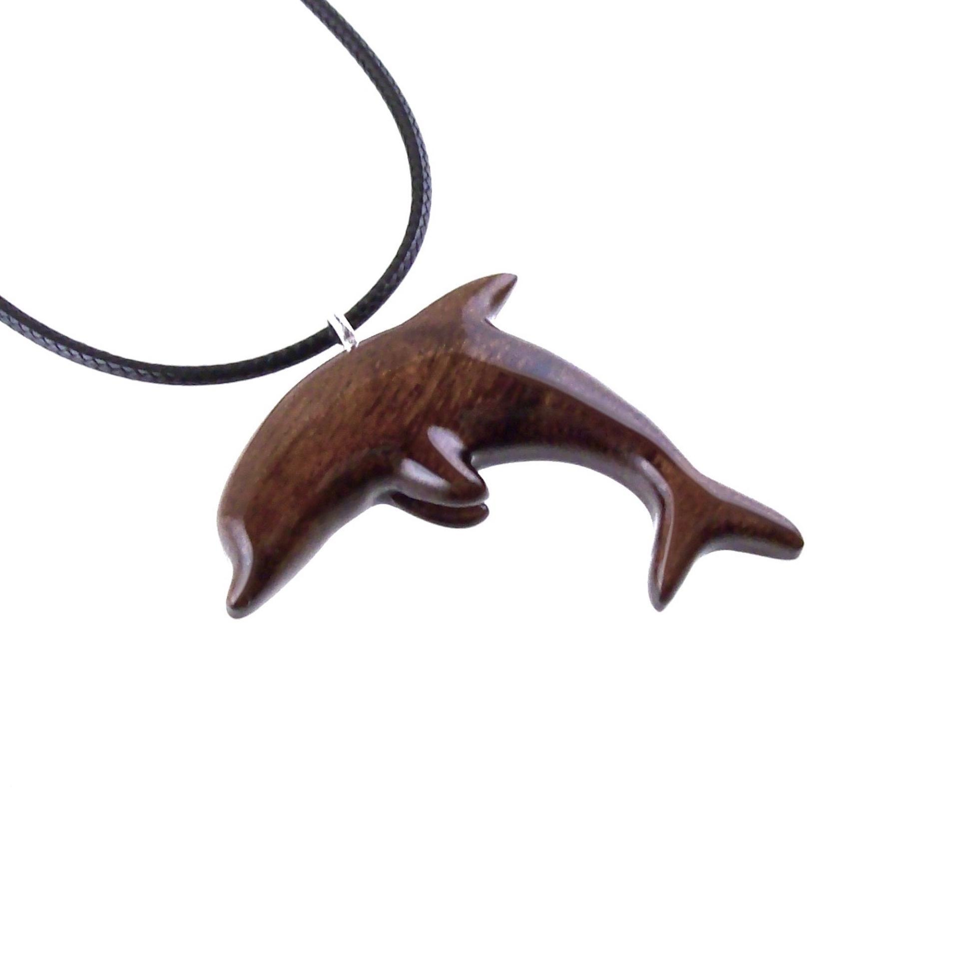 Hand Carved Dolphin Necklace, Wooden Dolphin Pendant for Men Women, Sea Animal Wood Jewelry, Nautical Gift for Him Her
