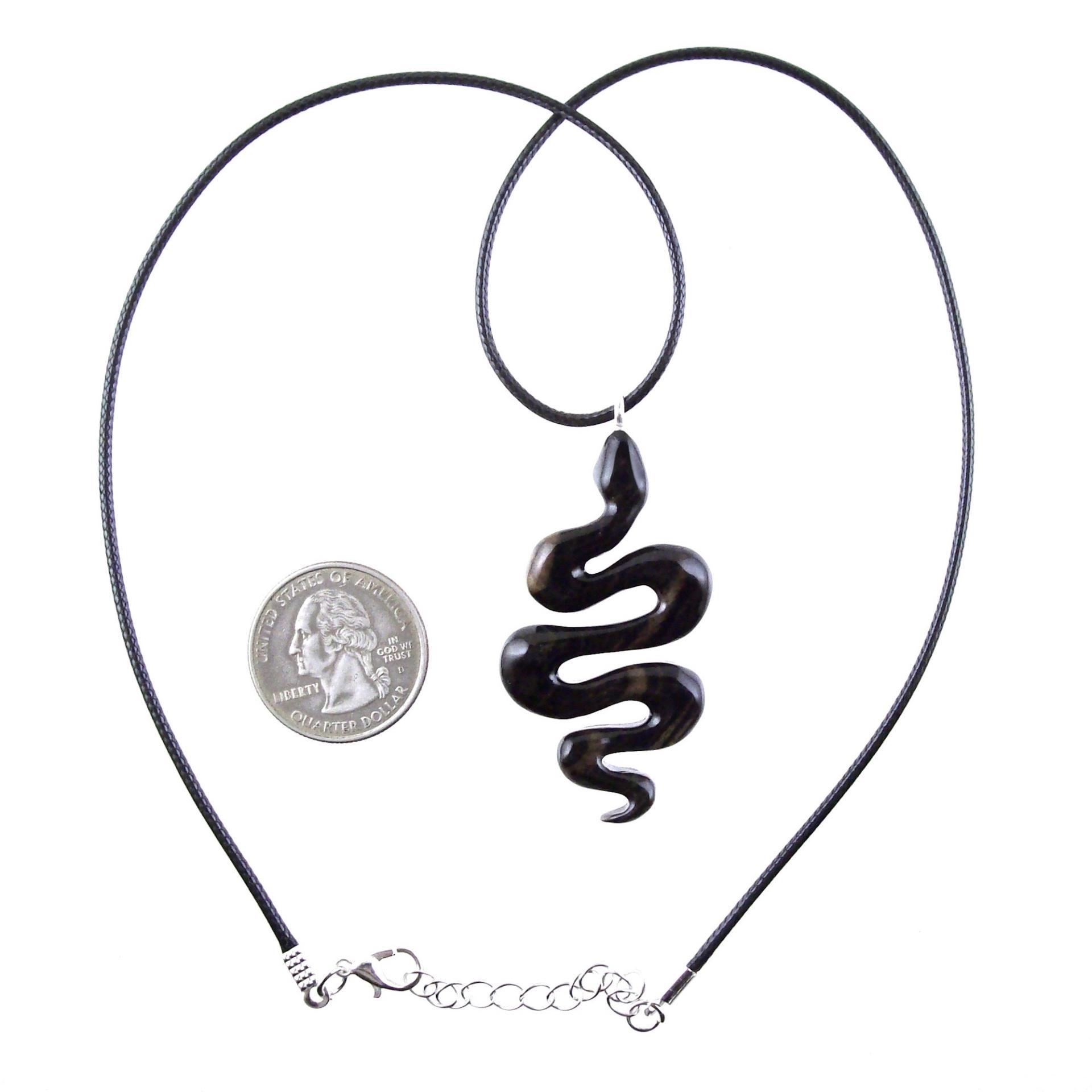 Hand Carved Wooden Snake Pendant, Snake Necklace for Men or Women, Spirit Animal Totem Reptile Wood Jewelry