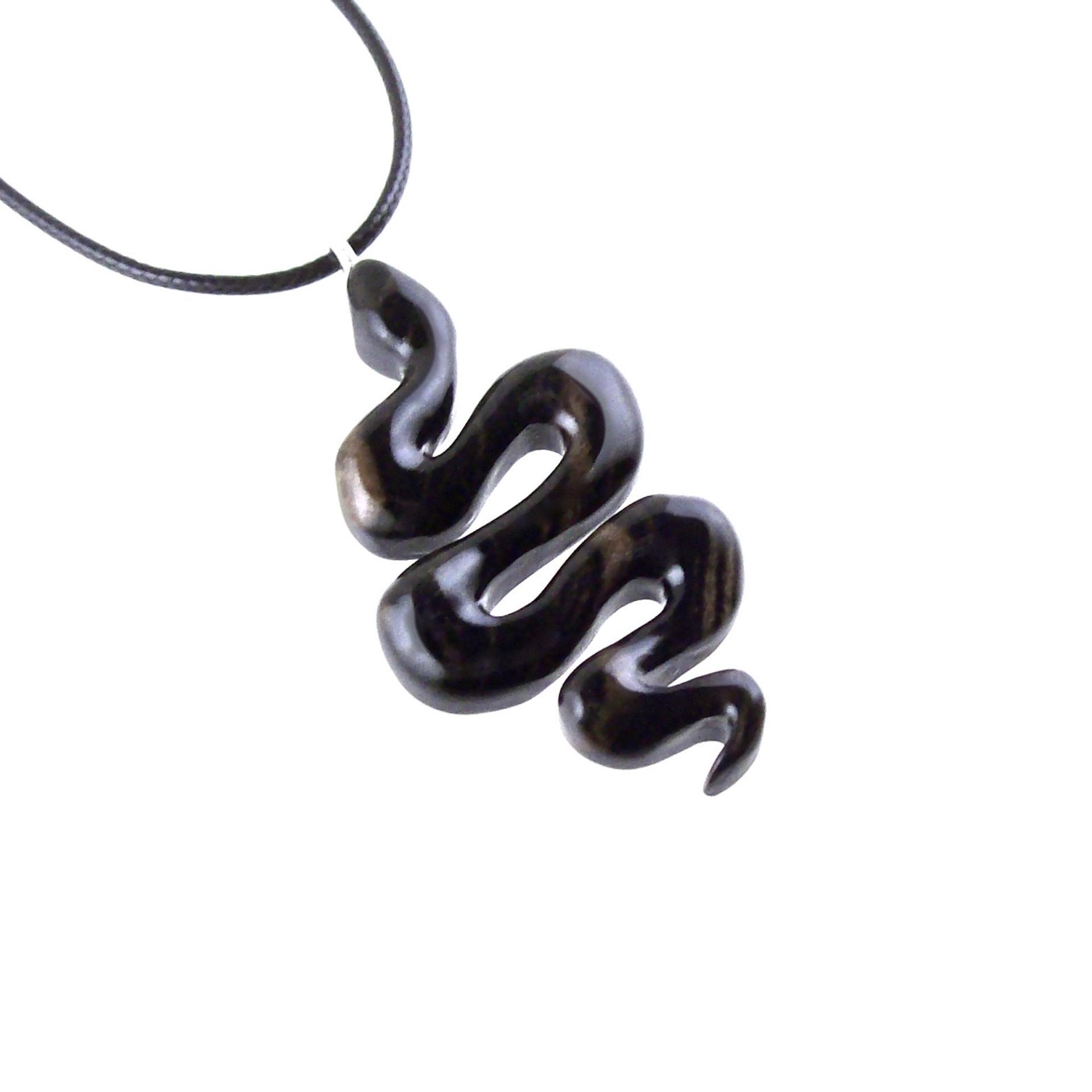 Hand Carved Wooden Snake Pendant, Snake Necklace for Men or Women, Spirit Animal Totem Reptile Wood Jewelry
