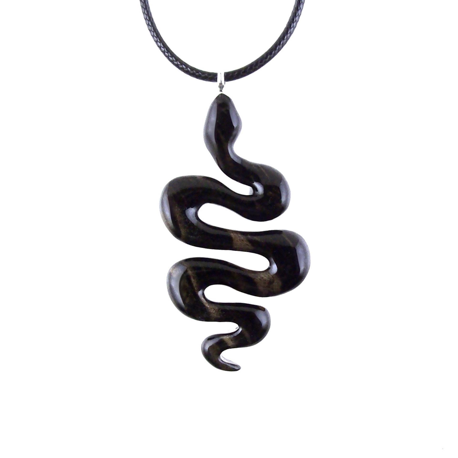 Hand Carved Wooden Snake Pendant, Snake Necklace for Men or Women, Spirit Animal Totem Reptile Wood Jewelry
