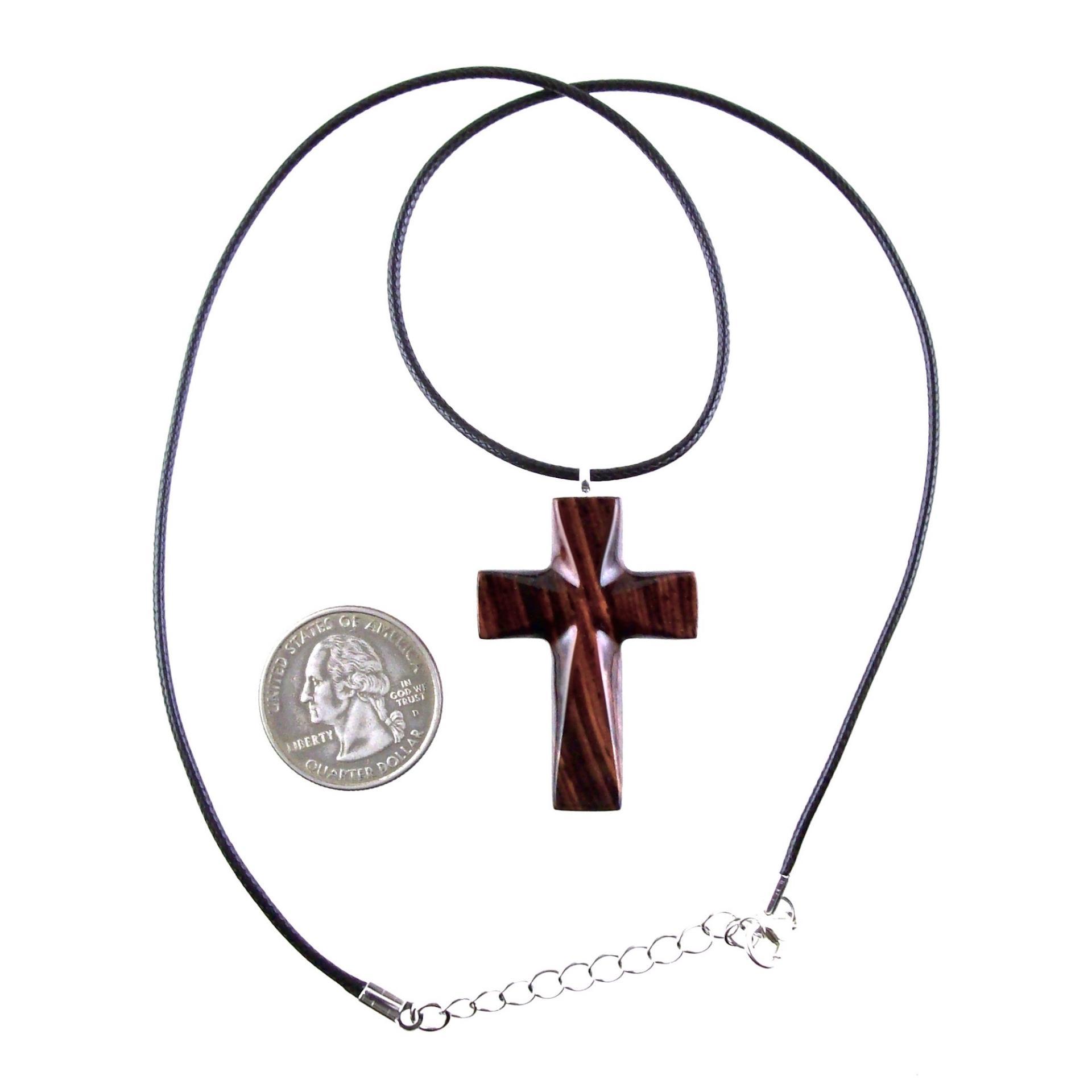 Wooden Cross Necklace, Hand Carved Wood Cross Pendant, Christian Jewelry for Men Women, Gift for Him or Her
