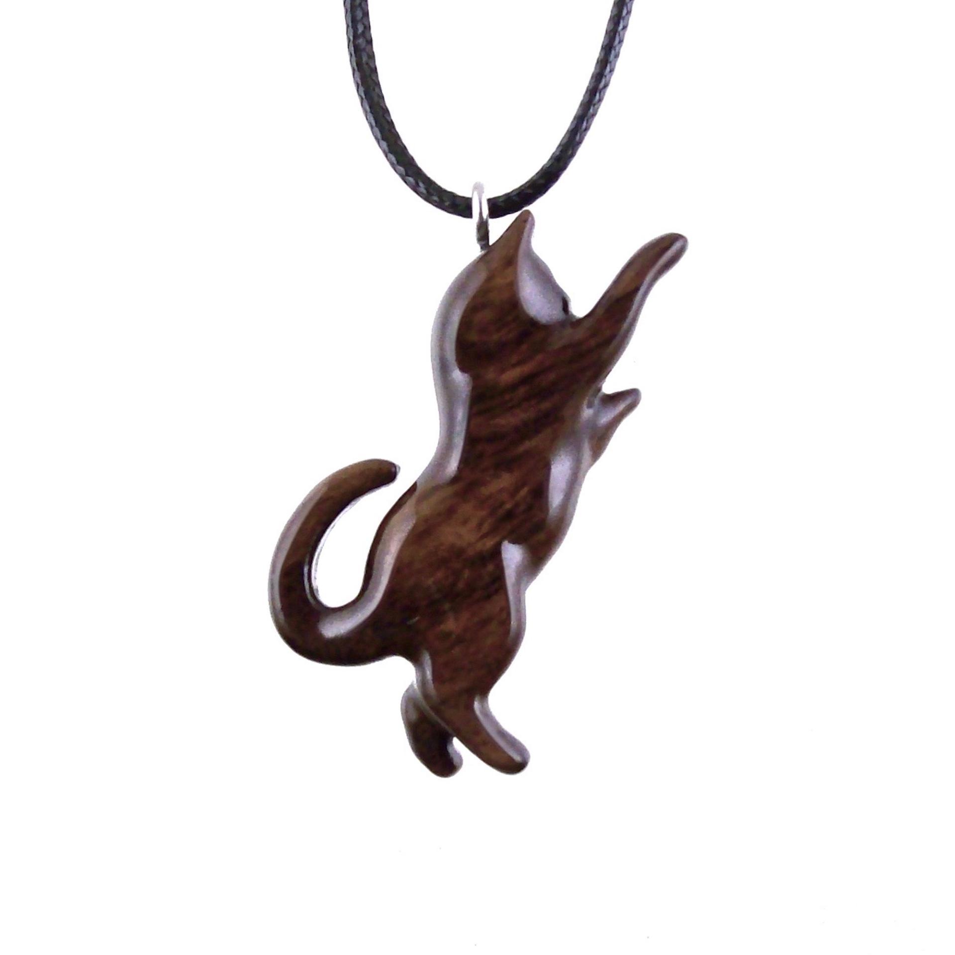 Cat Necklace, Hand Carved Wooden Kitten Pendant, Wood Animal Necklace, Handmade Cat Jewelry, One of a Kind Gift