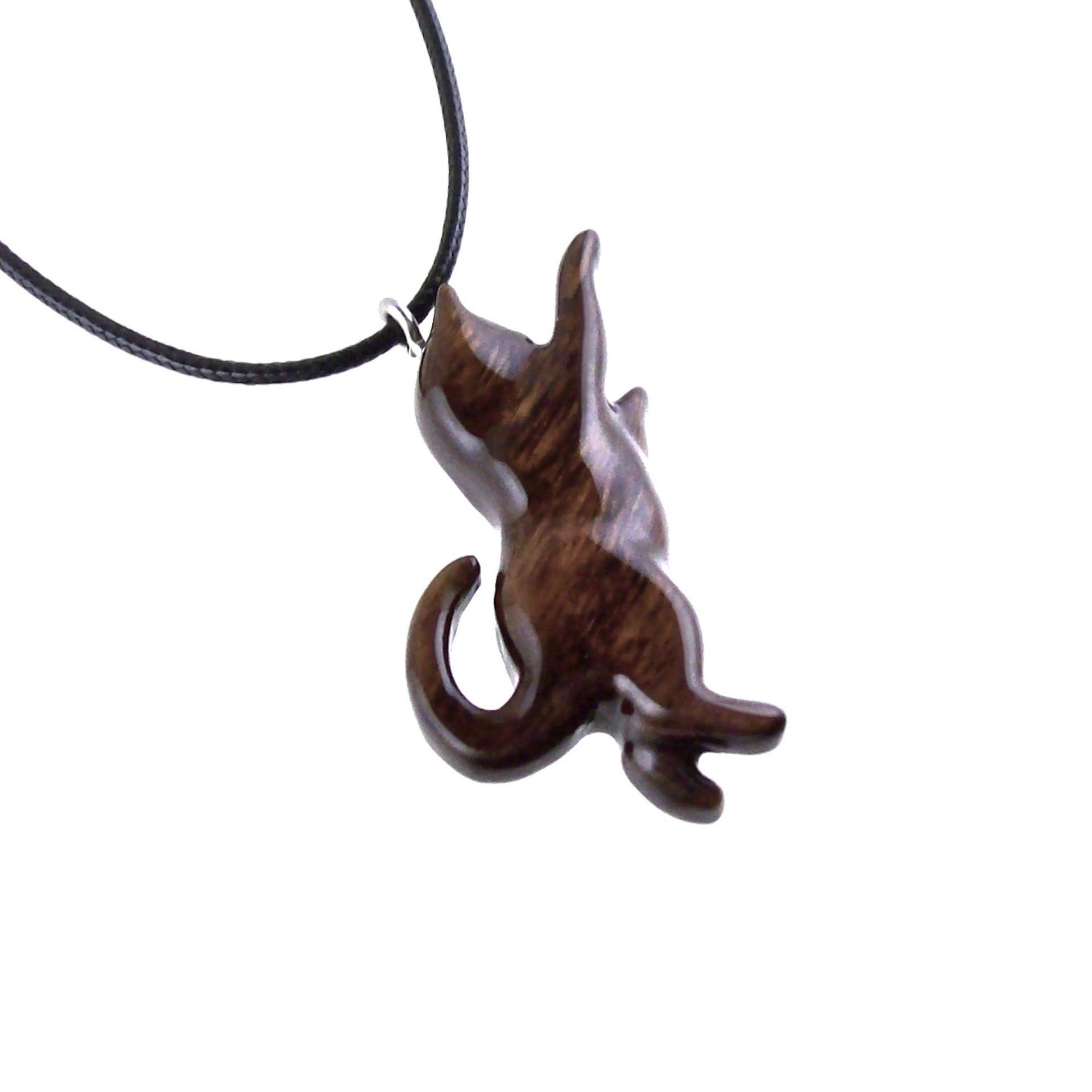 Cat Necklace, Hand Carved Wooden Kitten Pendant, Wood Animal Necklace, Handmade Cat Jewelry, One of a Kind Gift