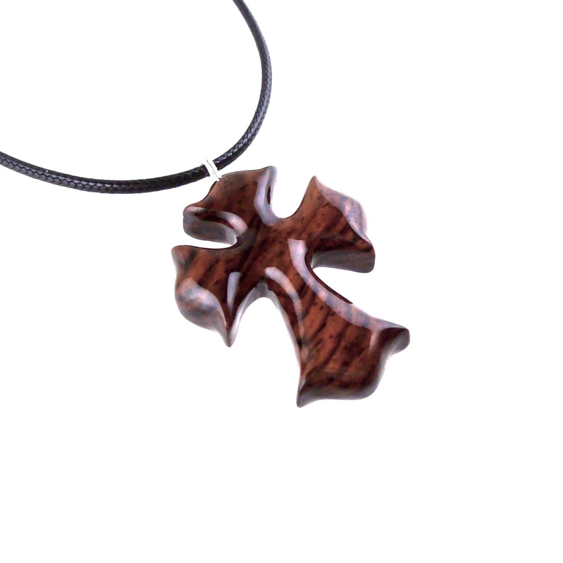Wooden Cross Necklace, Wood Cross Pendant, Hand Carved Mens Christian Jewelry, One of a Kind Gift for Him