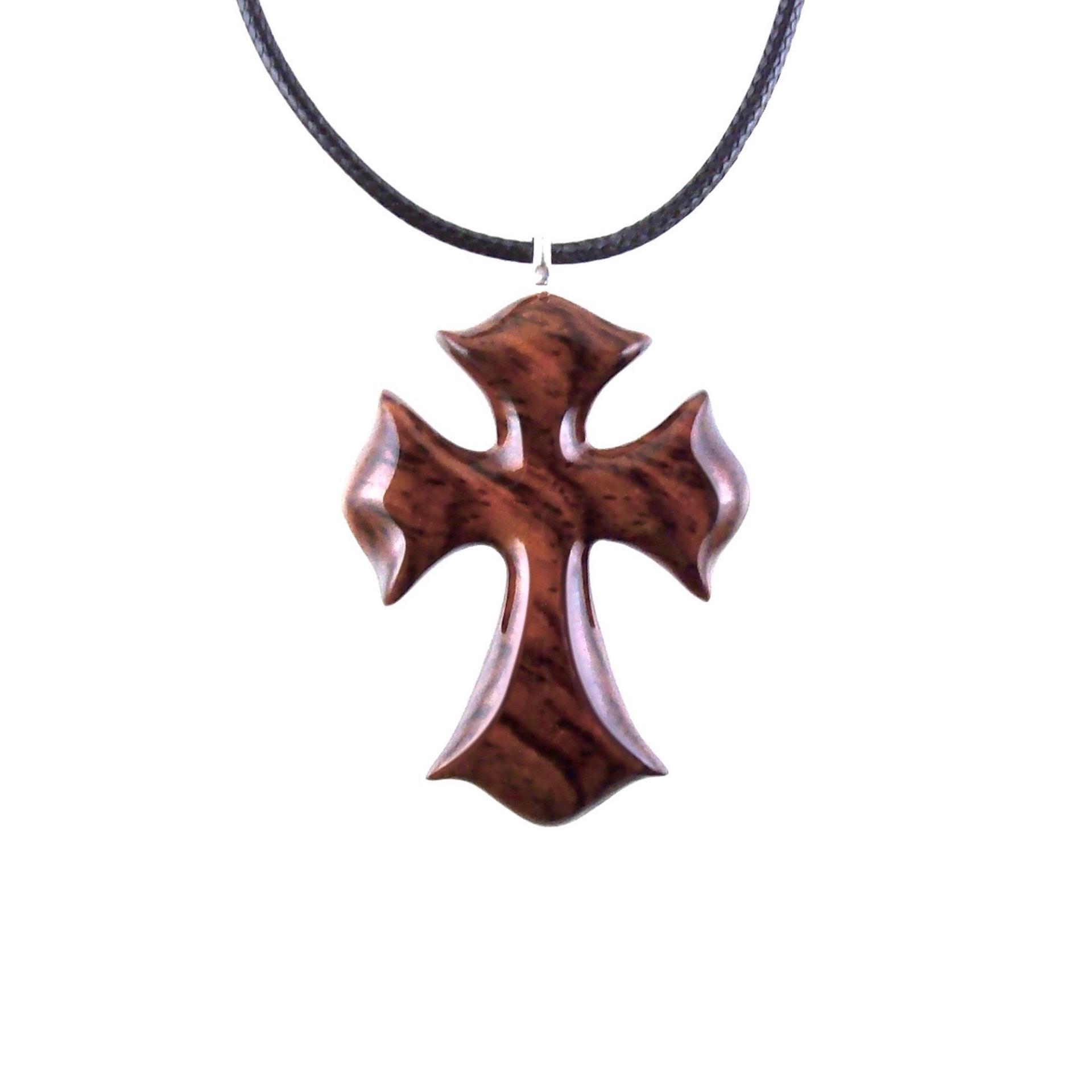 Wooden Cross Necklace, Wood Cross Pendant, Hand Carved Mens Christian Jewelry, One of a Kind Gift for Him