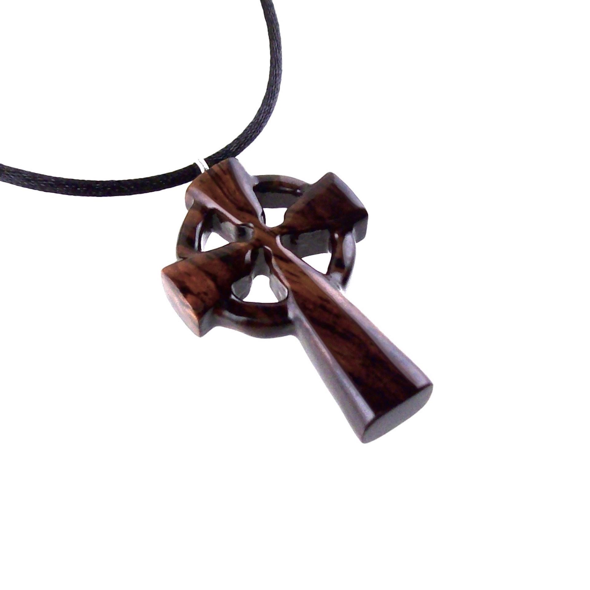 Wooden Celtic Cross Pendant, Hand Carved Celtic Cross Necklace, Wood Cross Necklace Gift for Him, Irish Christian Jewelry