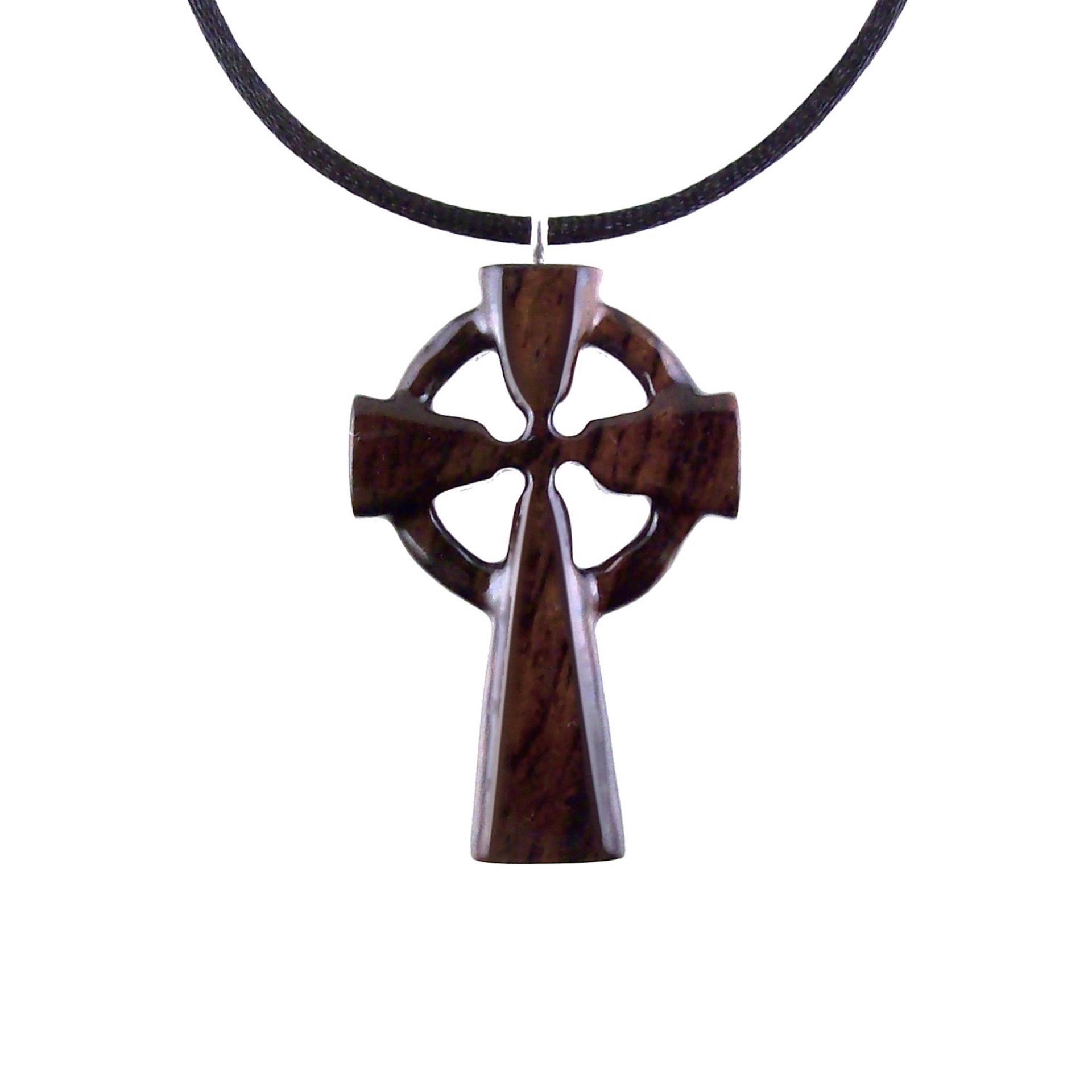 Wooden Celtic Cross Pendant, Hand Carved Celtic Cross Necklace, Wood Cross Necklace Gift for Him, Irish Christian Jewelry