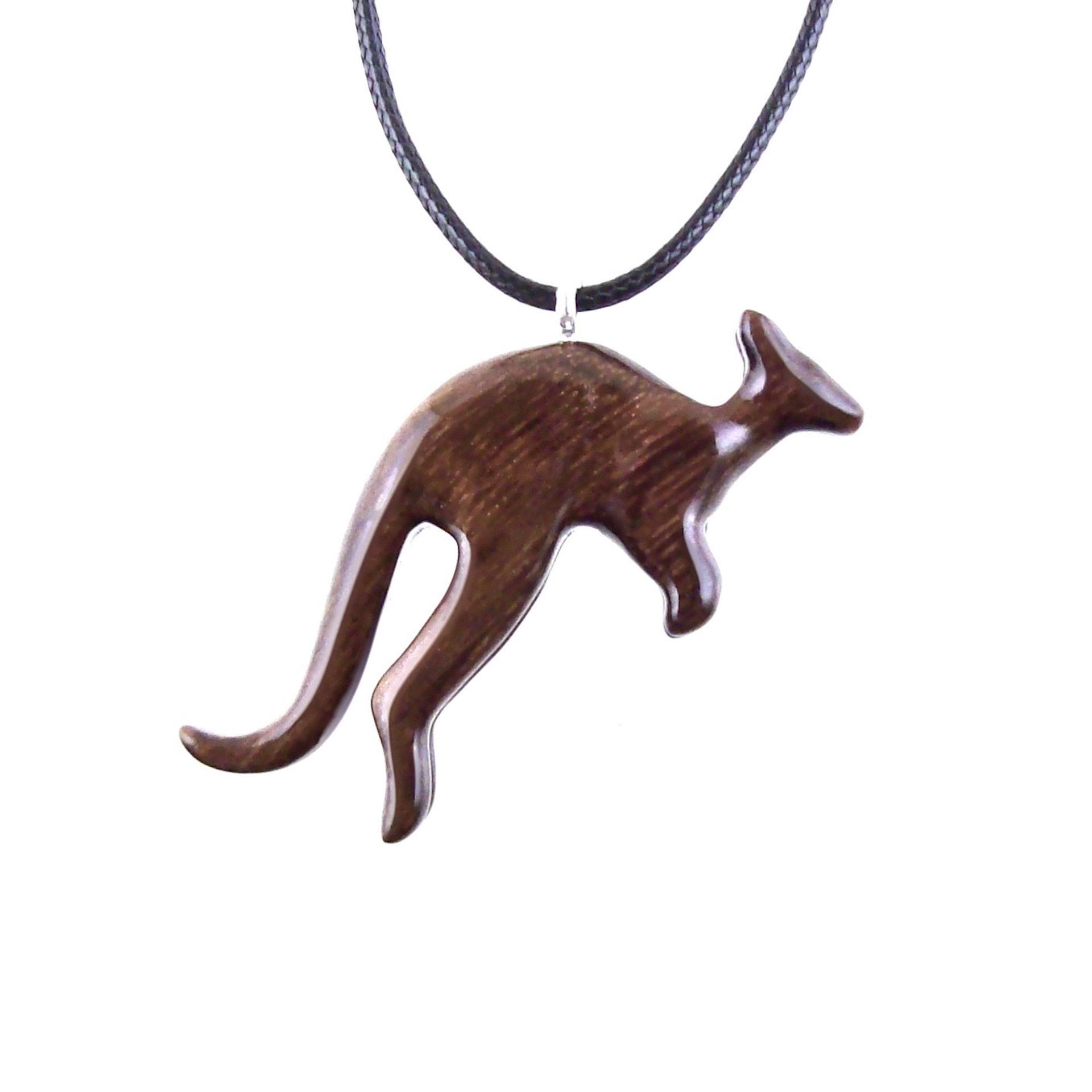 Kangaroo Necklace, Hand Carved Wooden Kangaroo Pendant, Wood Necklace, Spirit Animal Jewelry, Gift for Men or Women