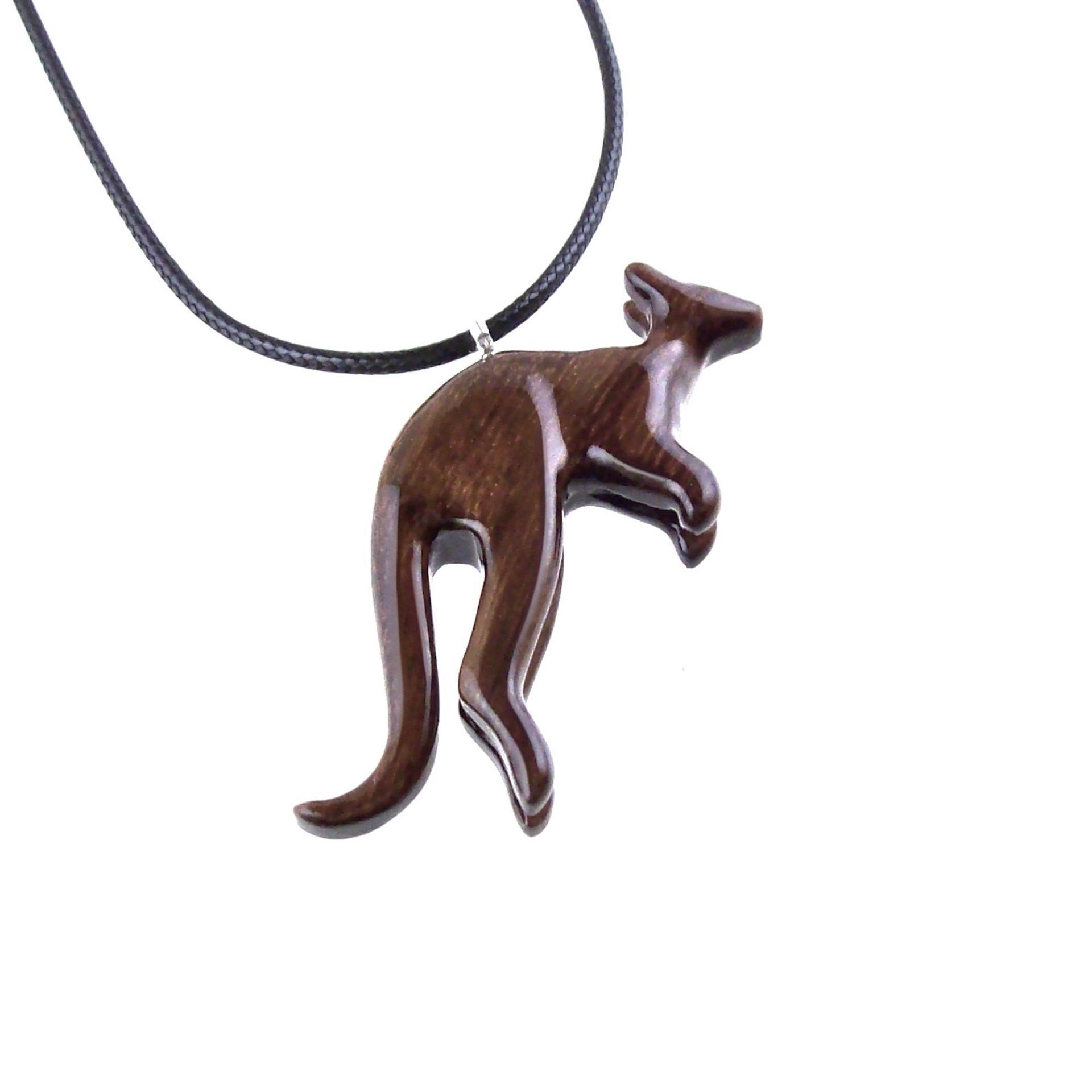 Kangaroo Necklace, Hand Carved Wooden Kangaroo Pendant, Wood Necklace, Spirit Animal Jewelry, Gift for Men or Women