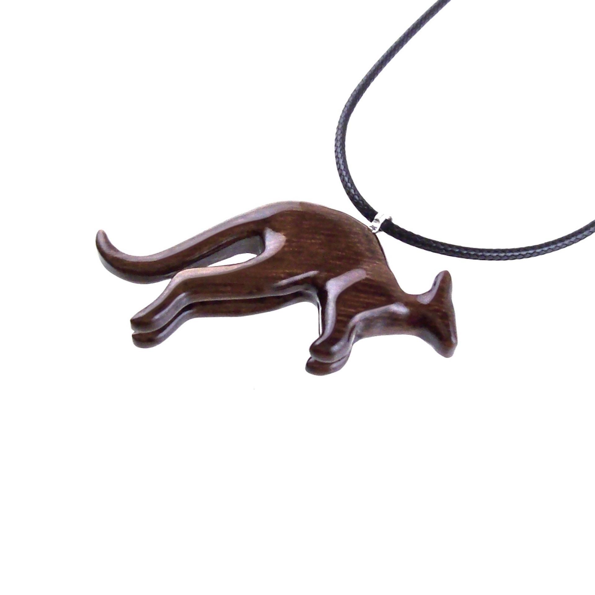 Kangaroo Necklace, Hand Carved Wooden Kangaroo Pendant, Wood Necklace, Spirit Animal Jewelry, Gift for Men or Women