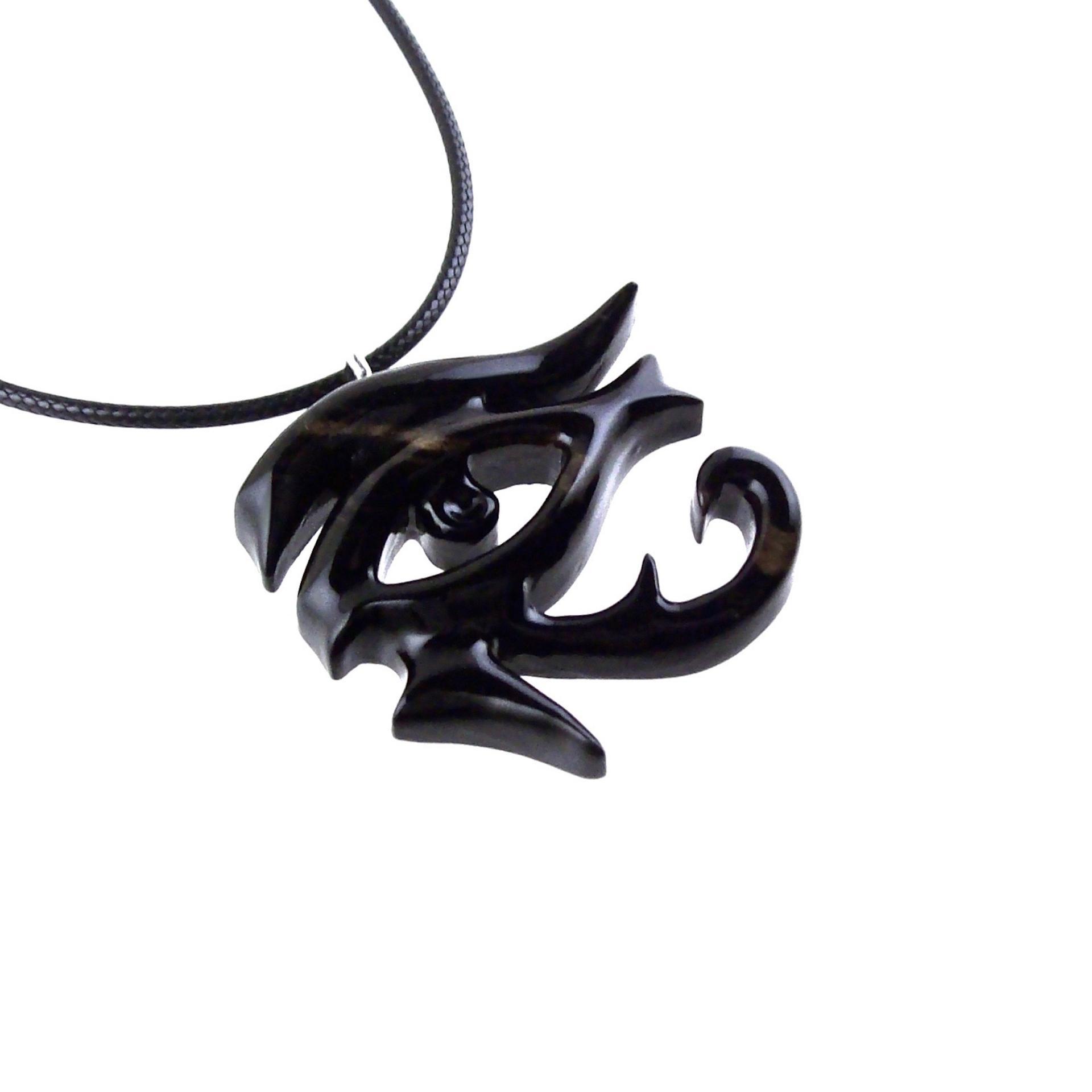Eye of Horus Necklace, Hand Carved Wooden Eye of Horus Pendant, Eye of Ra Egyptian Amulet for Men or Women
