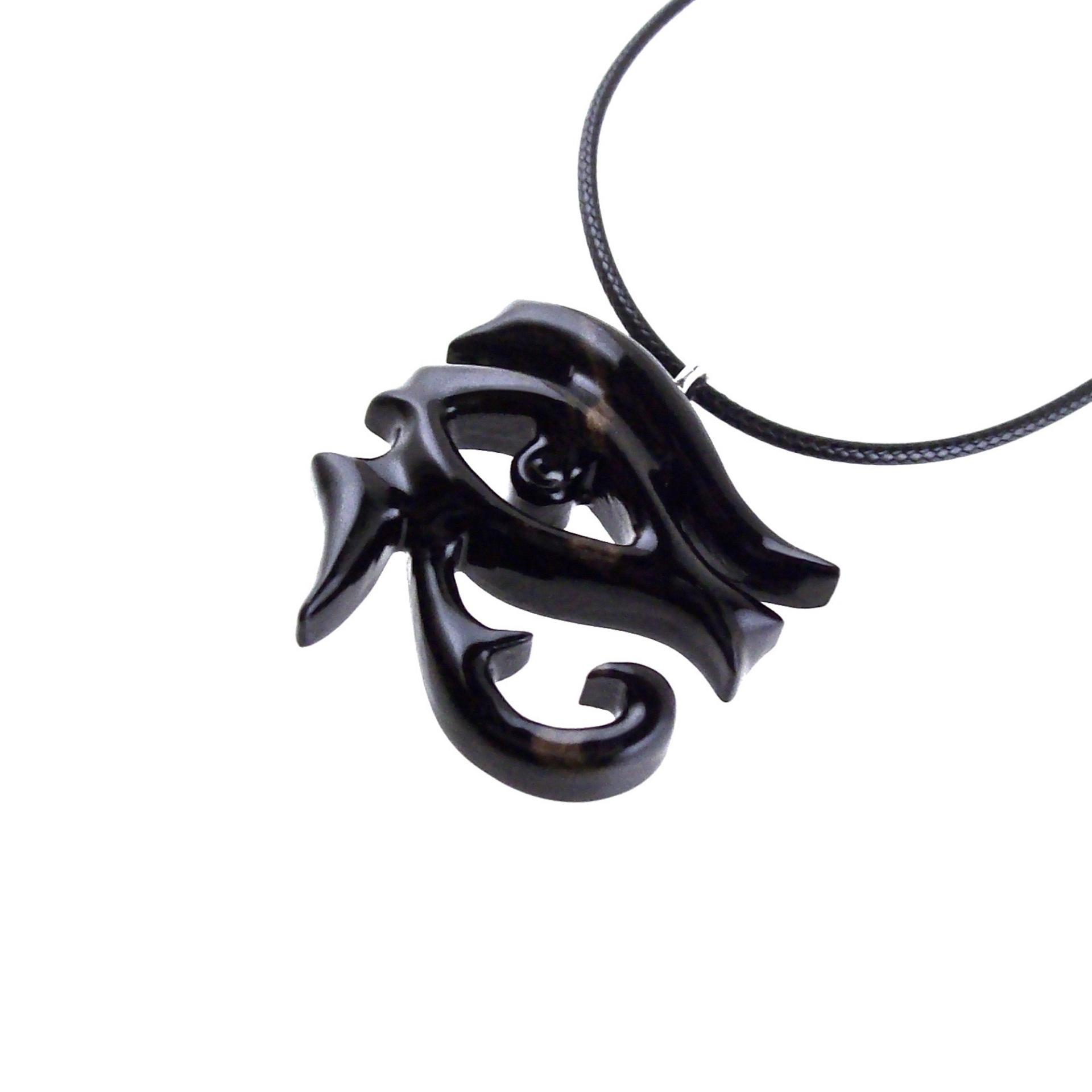 Eye of Horus Necklace, Hand Carved Wooden Eye of Horus Pendant, Eye of Ra Egyptian Amulet for Men or Women