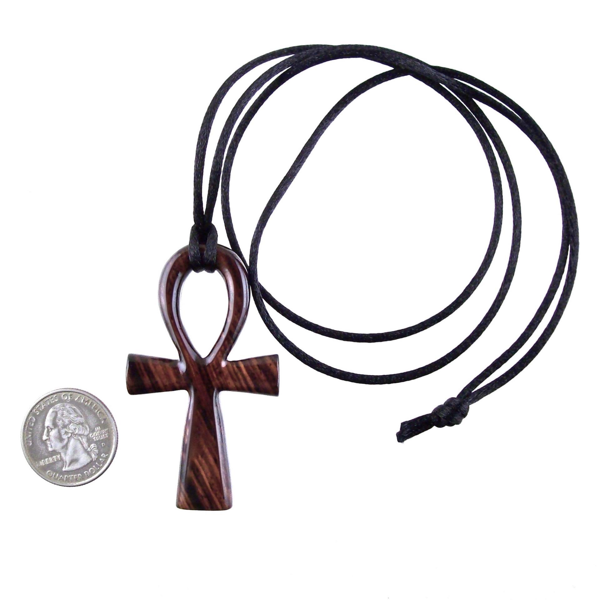 Large Ankh Pendant, Mens Wood Ankh Necklace, Wooden Egyptian Cross Ankh Pendant, African Jewelry