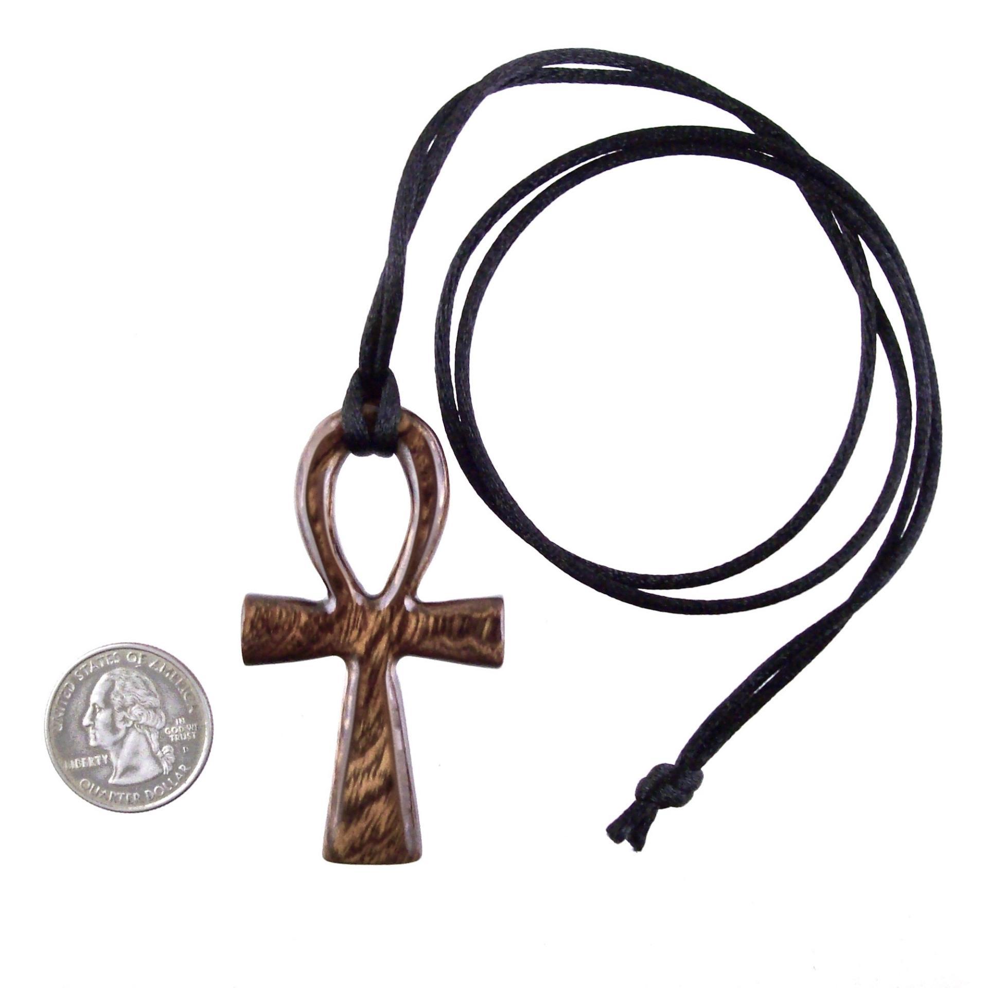 Large Ankh Pendant, Wood Egyptian Ankh Necklace, Wooden Cross Ankh Pendant, Mens African Jewelry, Gift for Him