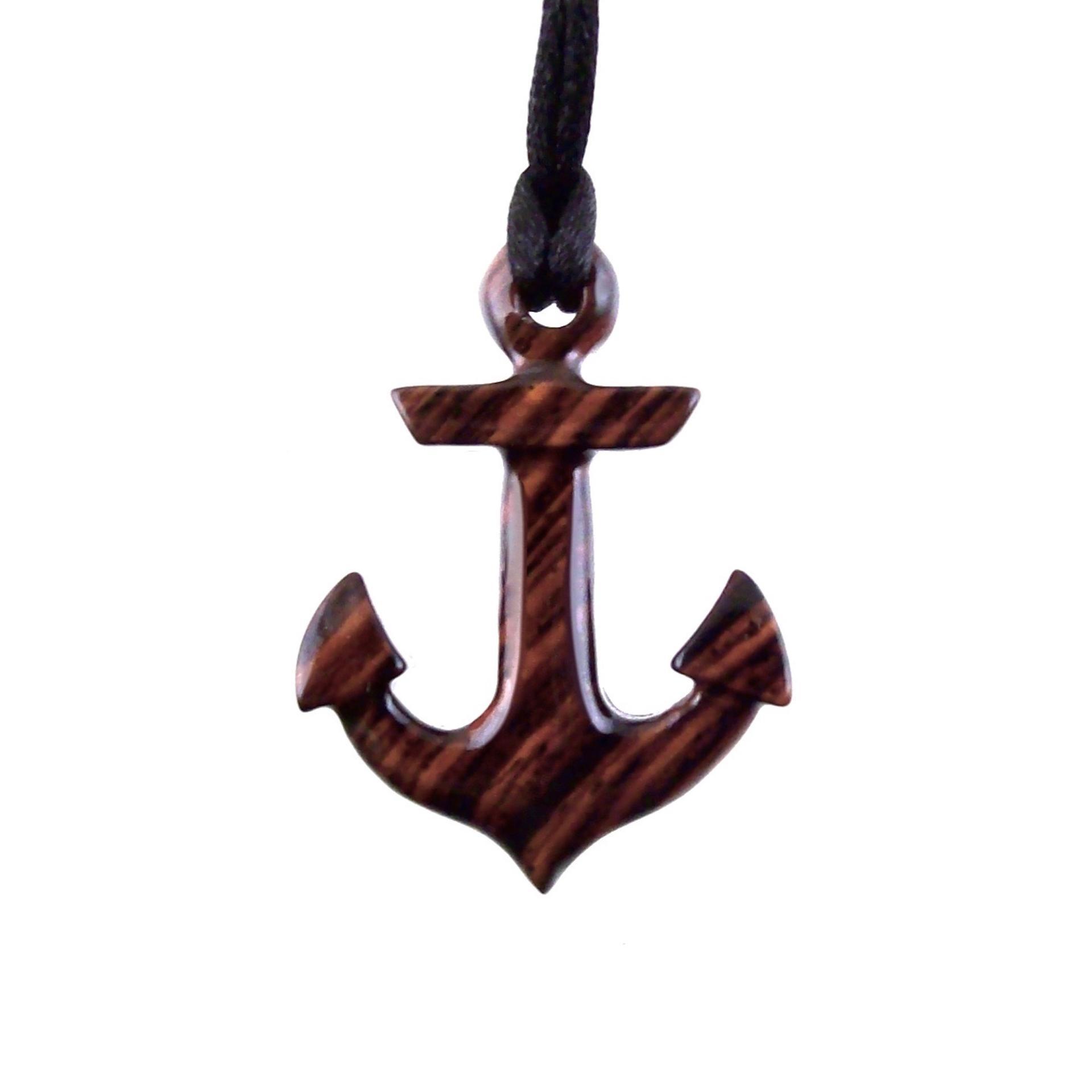 Anchor Necklace, Hand Carved Wooden Anchor Pendant, Mens Wood Necklace, Handmade Nautical Jewelry, Gift for Him