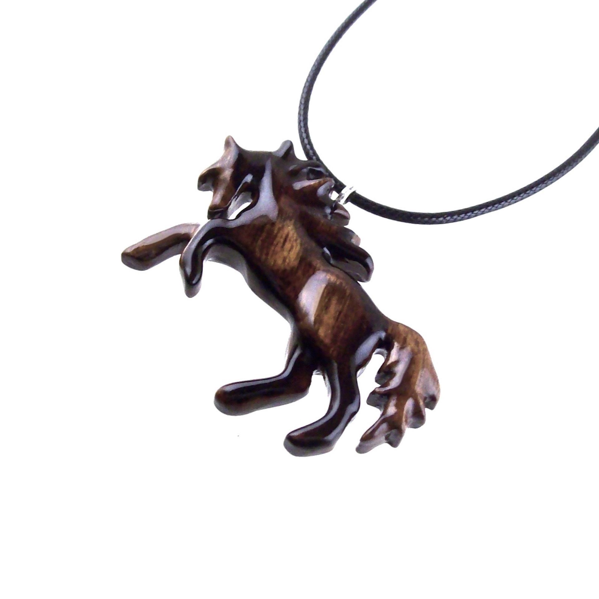 Horse Necklace, Hand Carved Wooden Horse Pendant for Men or Women, Equine Jewelry, Spirit Animal Wood Pendant