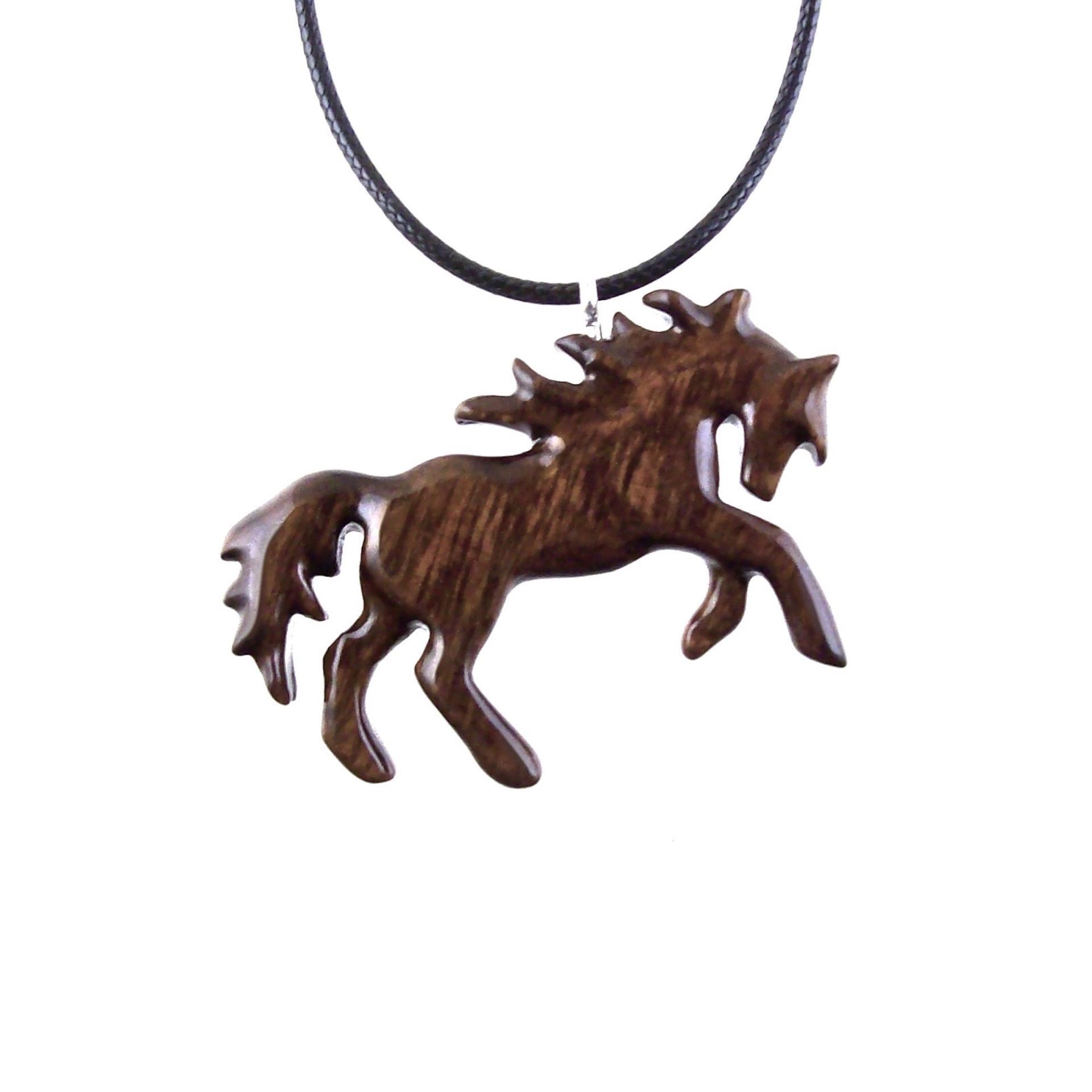 Horse Necklace, Hand Carved Wooden Horse Pendant for Men or Women, Equine Jewelry, Spirit Animal Wood Pendant
