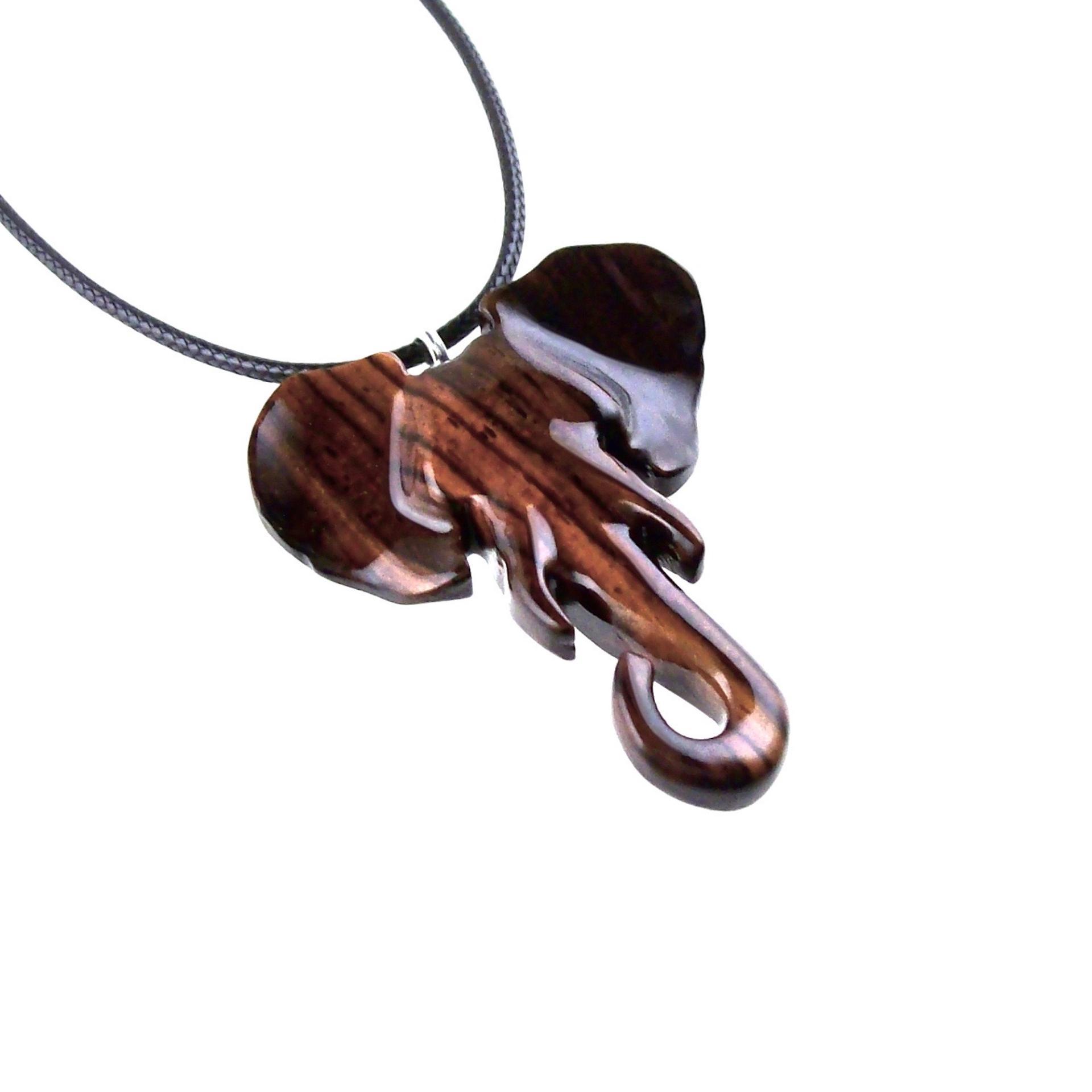 Elephant Necklace, Wooden Elephant Pendant for Men or Women, Hand Carved Spiritual Animal Necklace, Wood Jewelry for Men Women