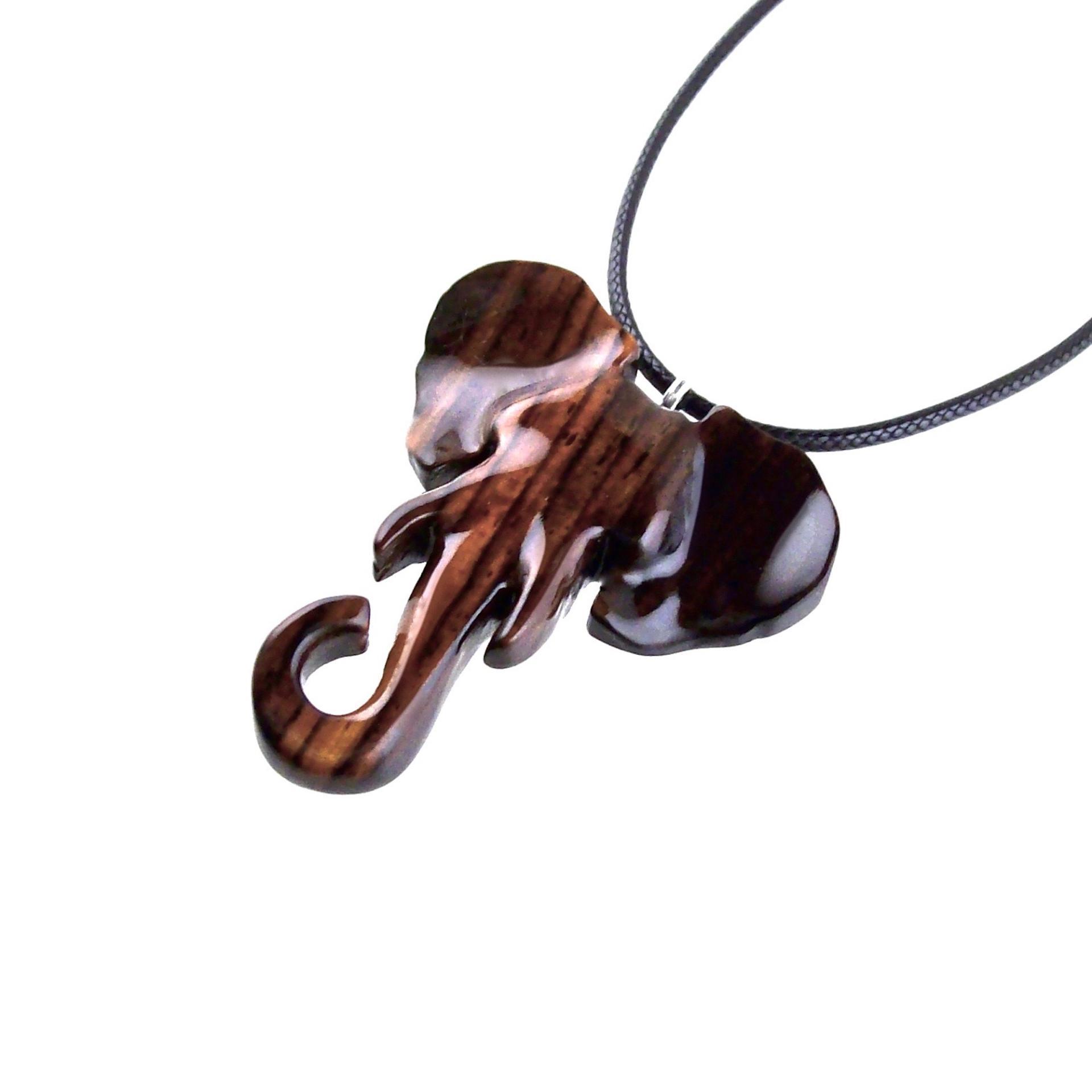 Elephant Necklace, Wooden Elephant Pendant for Men or Women, Hand Carved Spiritual Animal Necklace, Wood Jewelry for Men Women