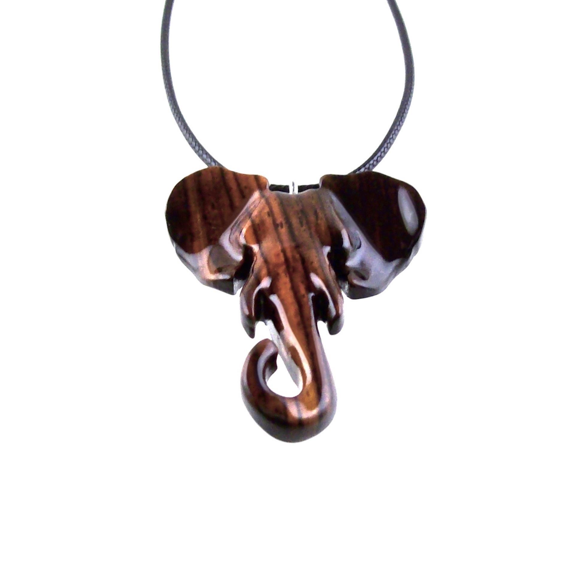 Elephant Necklace, Wooden Elephant Pendant for Men or Women, Hand Carved Spiritual Animal Necklace, Wood Jewelry for Men Women