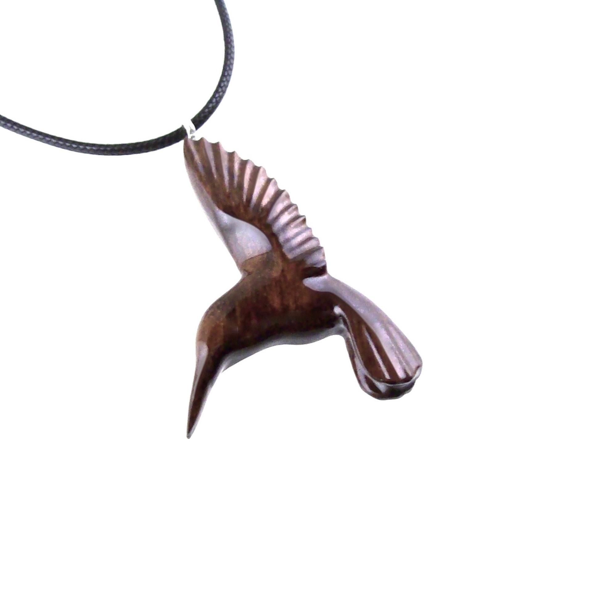 Hummingbird Pendant, Hand Carved Wooden Bird Necklace, One of a Kind Gift for Her, Handmade Wood Jewelry