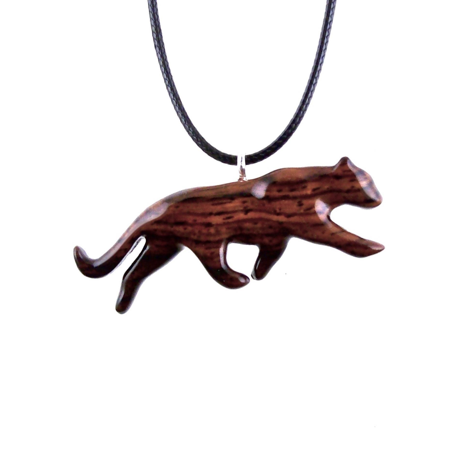 Hand Carved Puma Pendant, Wooden Panther Necklace, Panther, Cougar, Mountain Lion, Animal Jewelry for Men or Women, Gift for Him Her