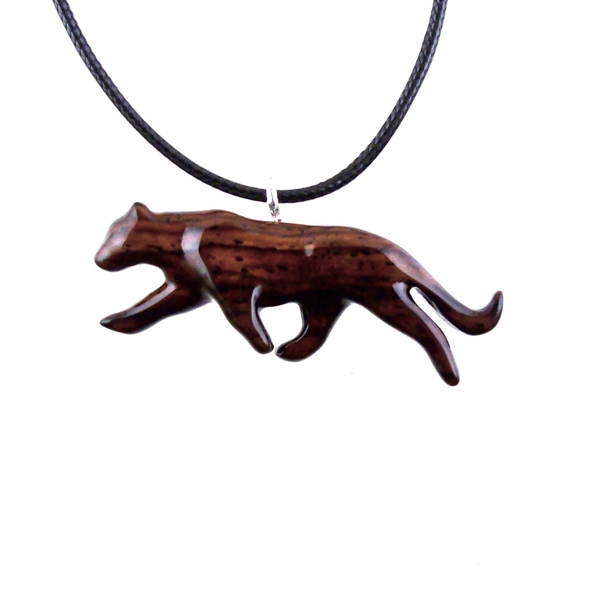 Hand Carved Puma Pendant, Wooden Panther Necklace, Panther, Cougar, Mountain Lion, Animal Jewelry for Men or Women, Gift for Him Her