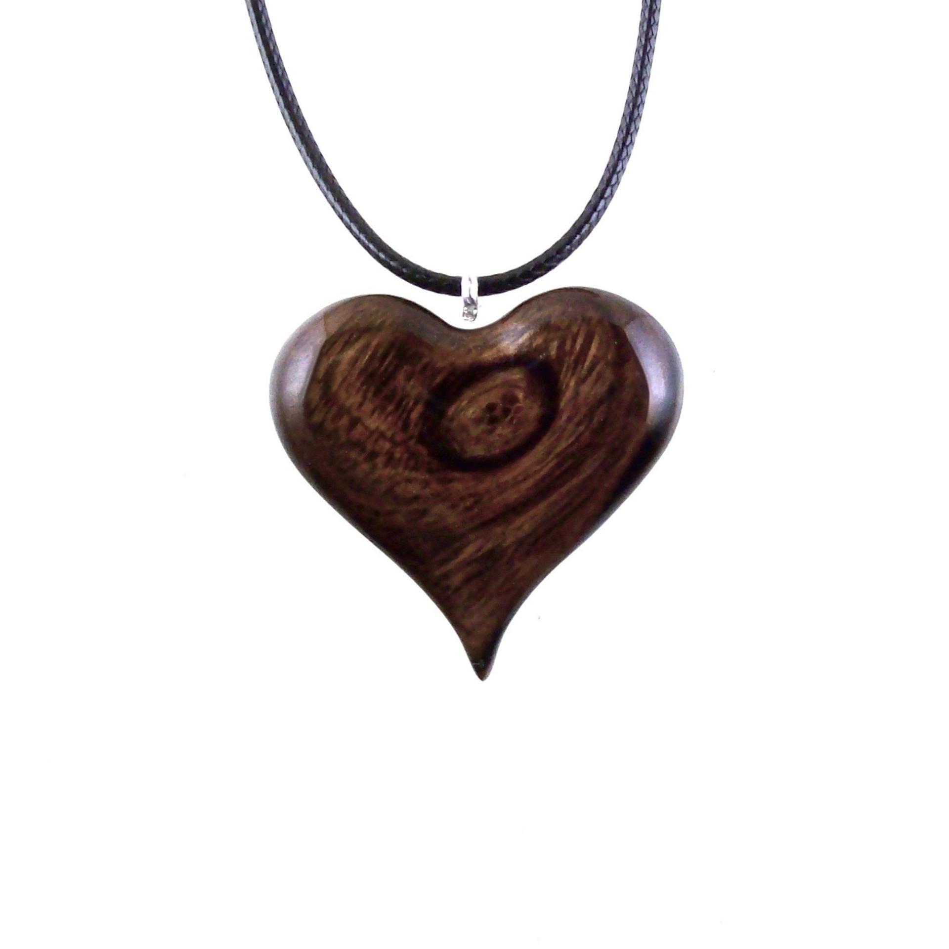 Heart Necklace, Hand Carved Wooden Heart Pendant, 5th Anniversary Gift for Her, One of a Kind Wood Jewelry