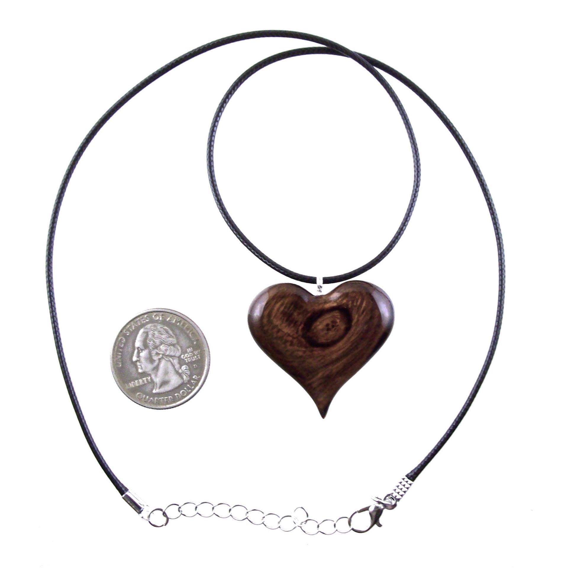 Heart Necklace, Hand Carved Wooden Heart Pendant, 5th Anniversary Gift for Her, One of a Kind Wood Jewelry