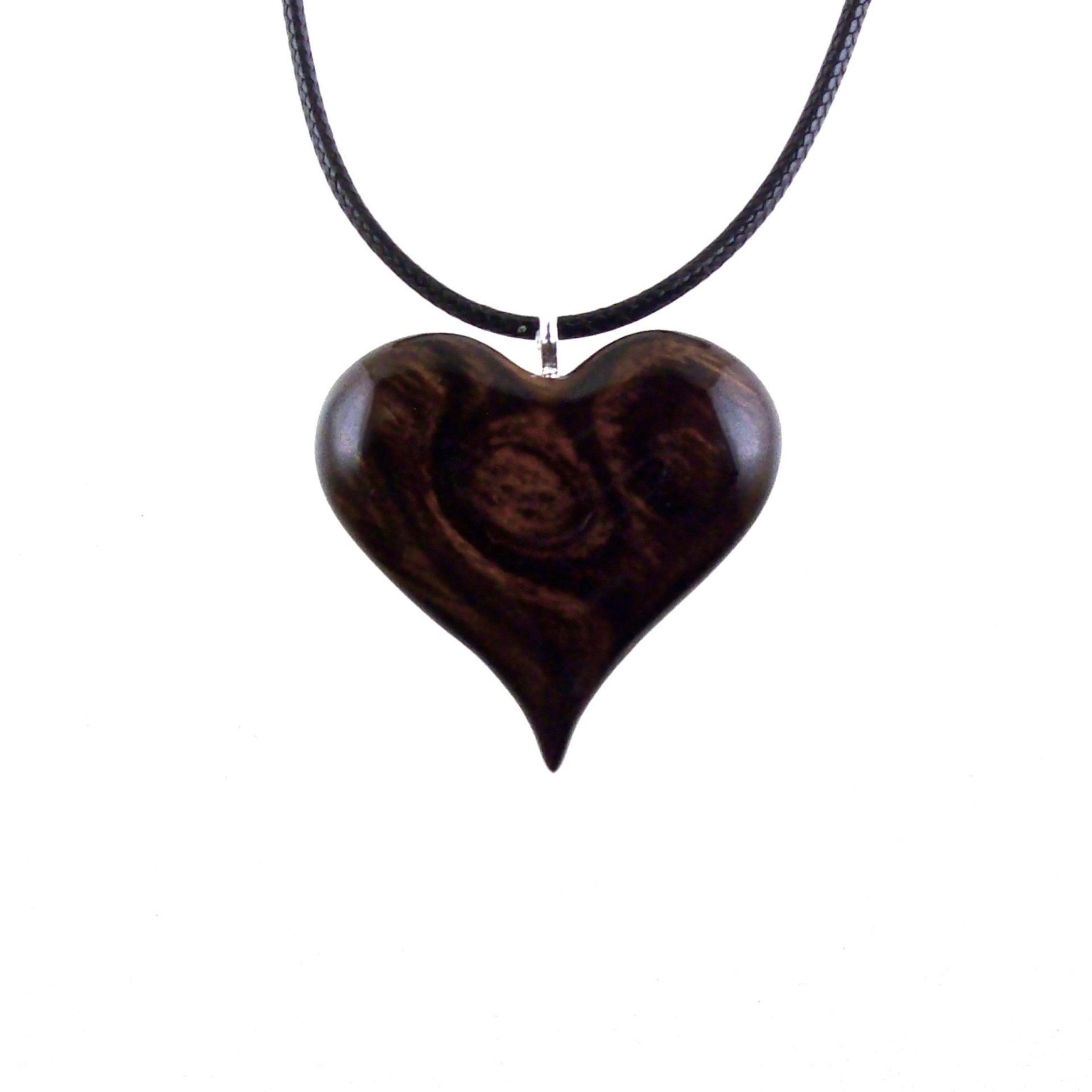Heart Necklace, Hand Carved Wooden Heart Pendant, 5th Anniversary Gift for Her, One of a Kind Wood Jewelry