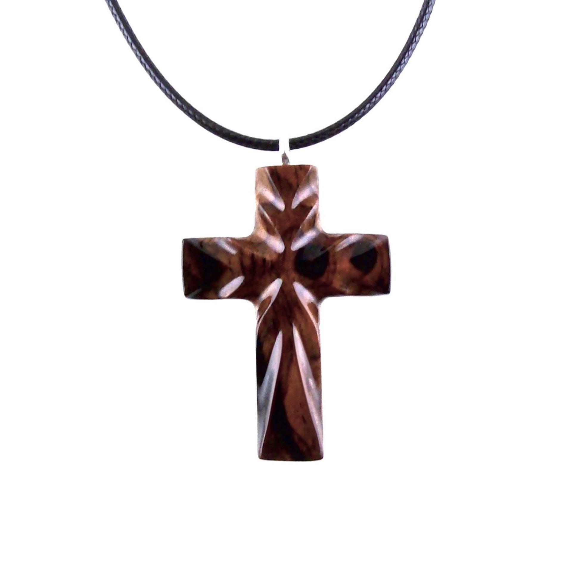 Wood Cross Necklace, Hand Carved Wooden Cross Pendant, Christian Jewelry, One of a Kind Gift for Him Her