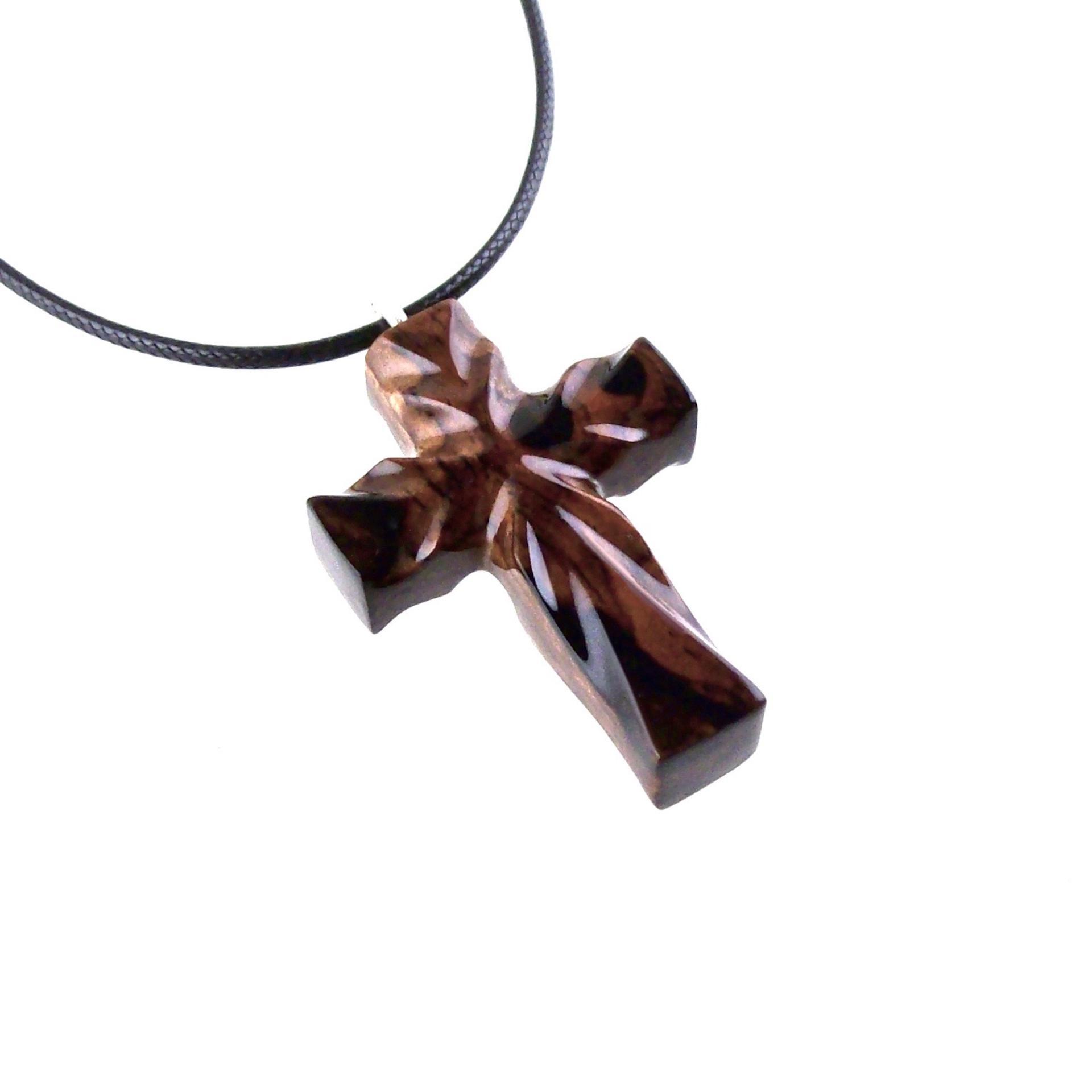 Wood Cross Necklace, Hand Carved Wooden Cross Pendant, Christian Jewelry, One of a Kind Gift for Him Her