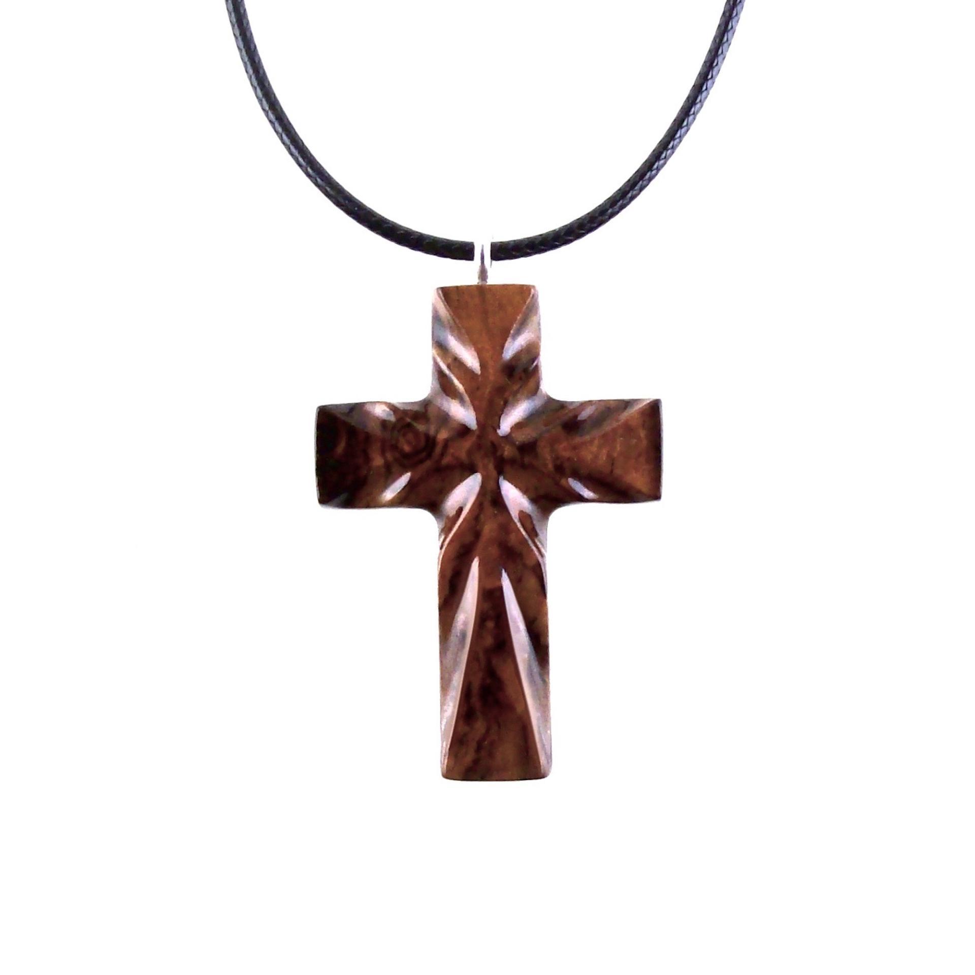 Wood Cross Necklace, Hand Carved Wooden Cross Pendant, Christian Jewelry, One of a Kind Gift for Him Her