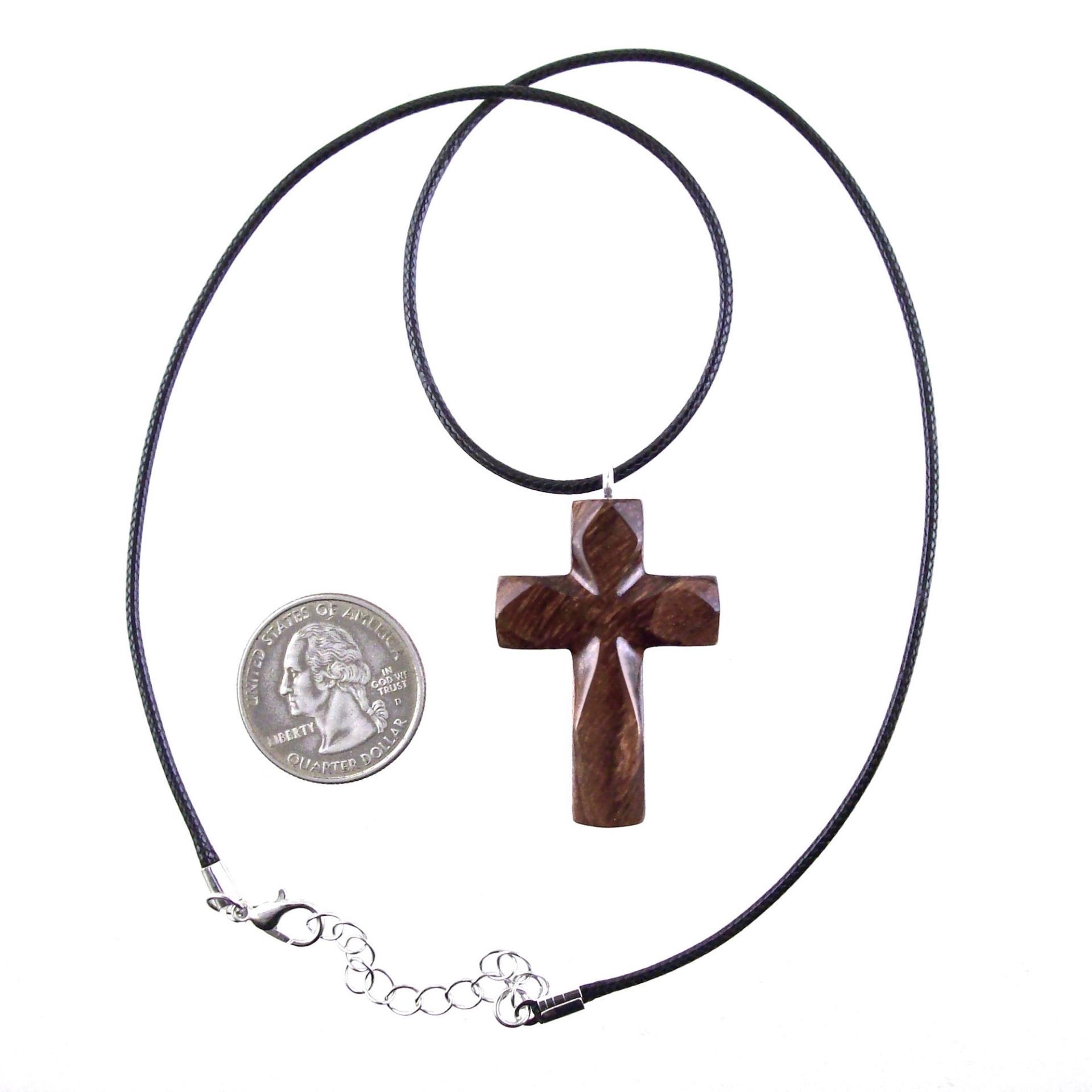 Handmade Wooden Cross Necklace for Men Women, Wood Cross Pendant, Hand Carved Christian Jewelry, One of a Kind Gift for Him Her