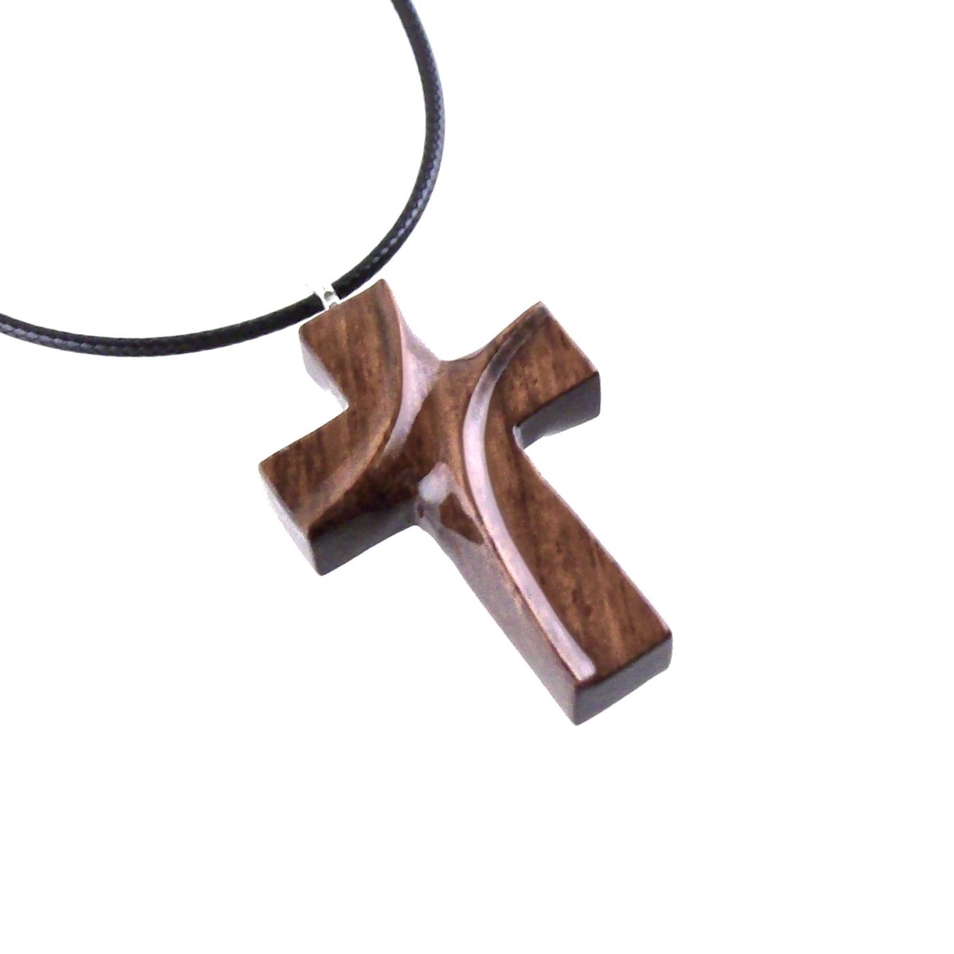 Wooden Cross Necklace, Hand Carved Wood Cross Pendant for Men or Women, Christian Jewelry Gift for Him or Her