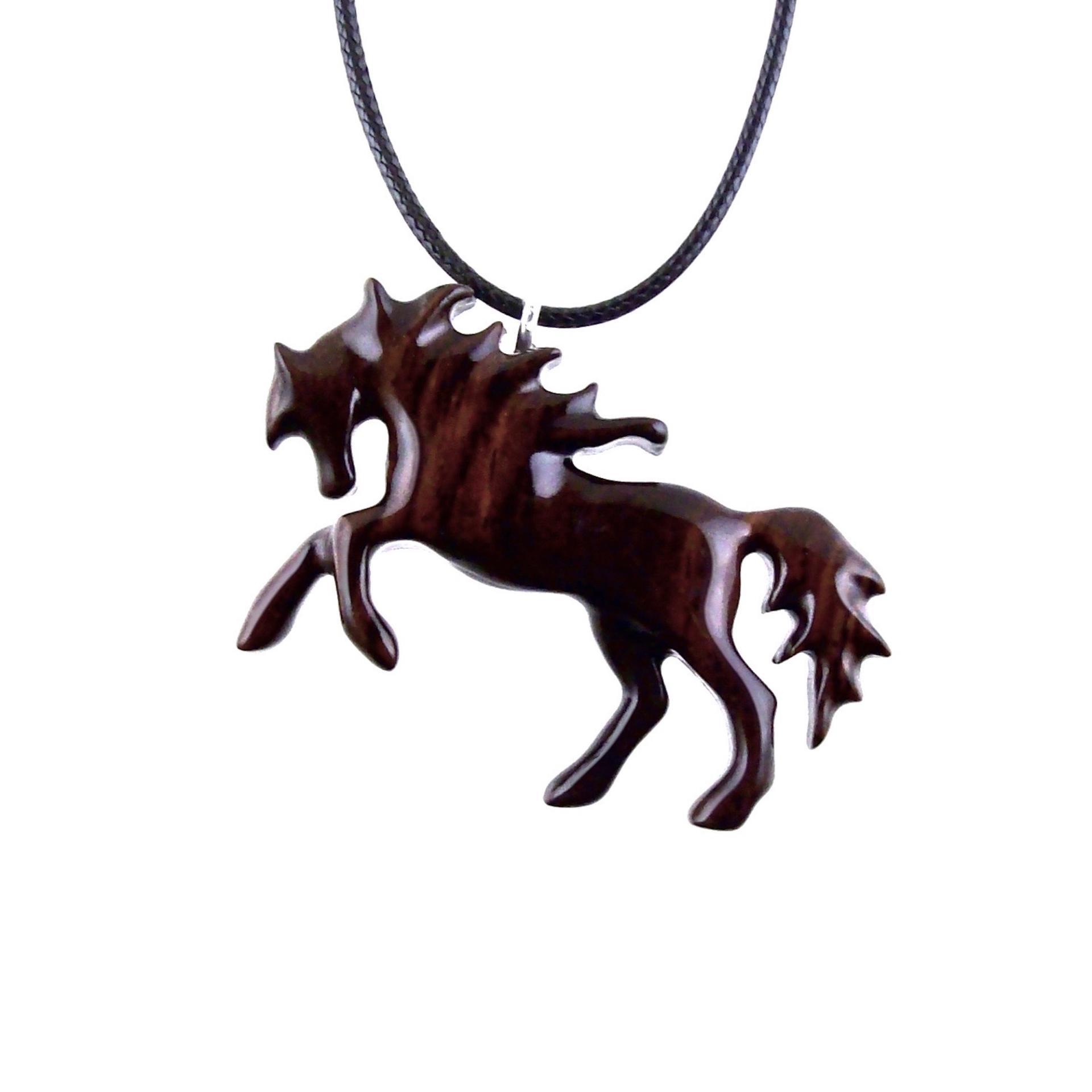 Horse Necklace, Hand Carved Wooden Horse Pendant, One of a Kind Handmade Animal Wood Jewelry