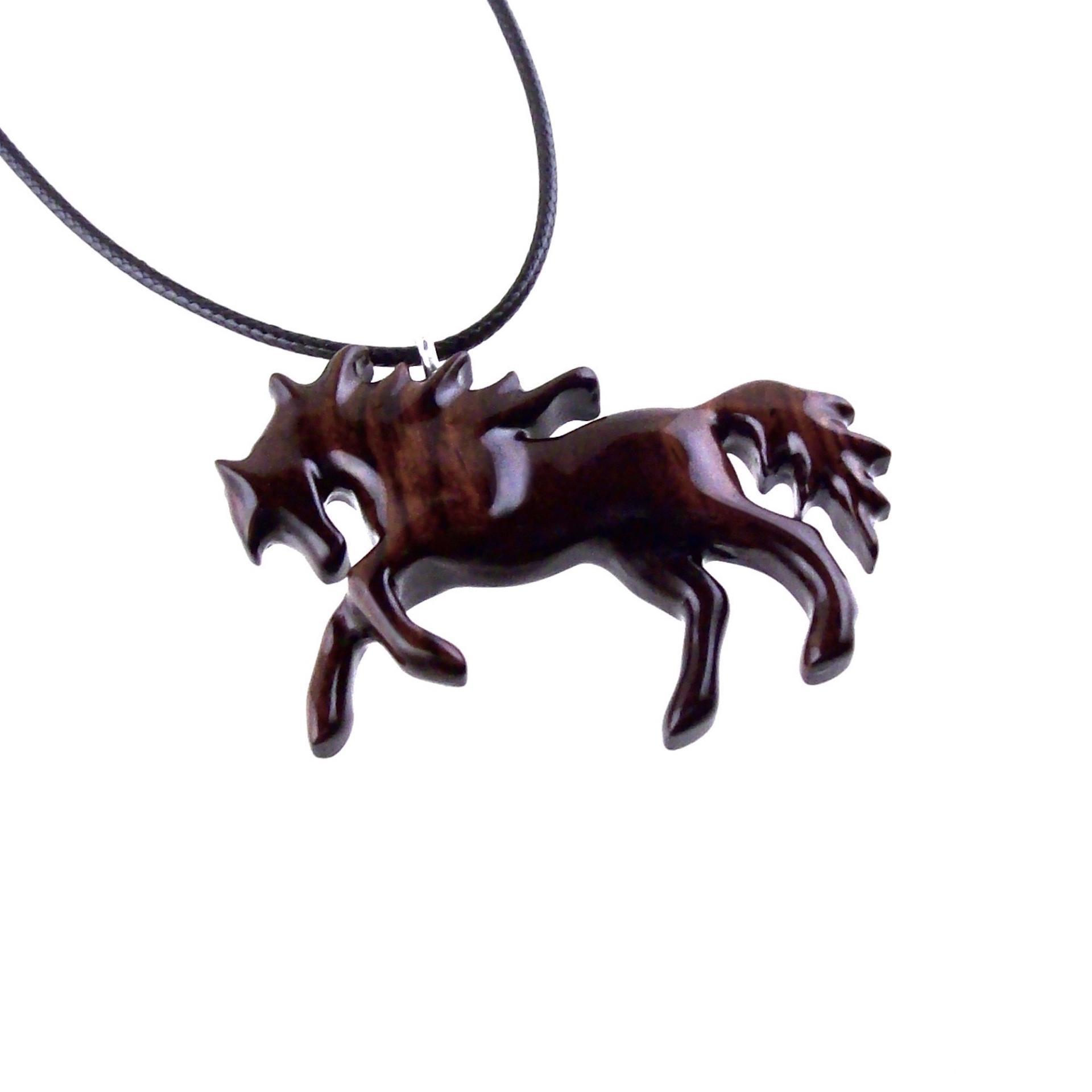 Horse Necklace, Hand Carved Wooden Horse Pendant, One of a Kind Handmade Animal Wood Jewelry