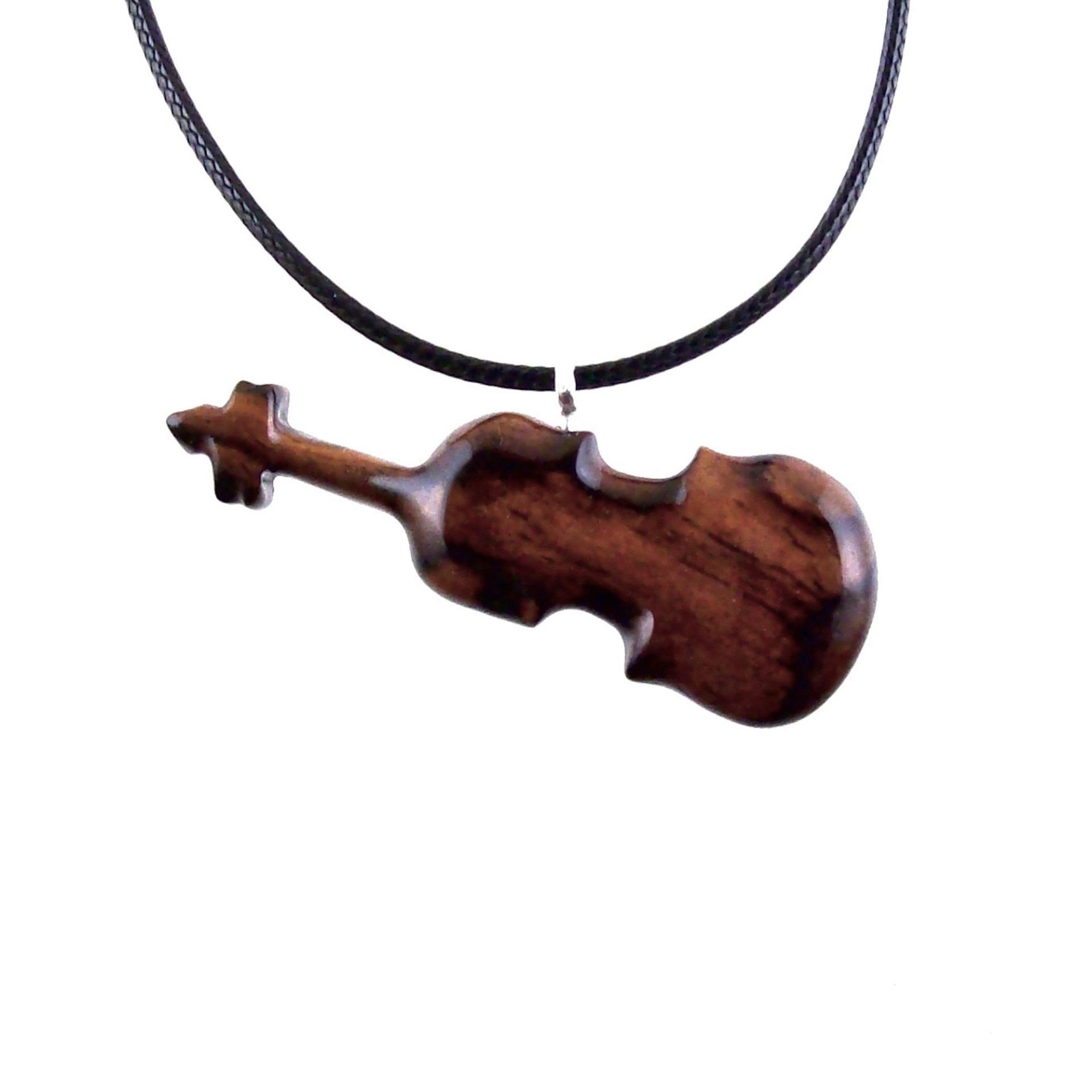 Violin Necklace, Hand Carved Wooden Violin Pendant, Music Instrument Wood Jewelry, One of a Kind Violonist Gift