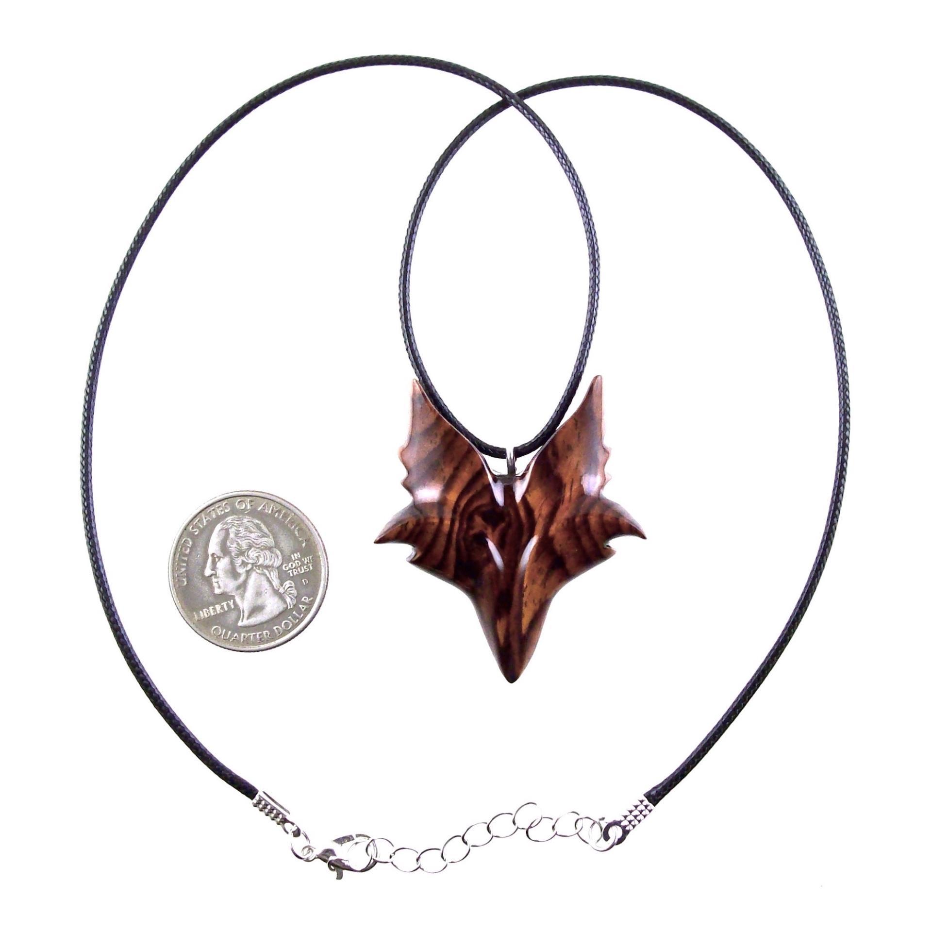 Hand Carved Wooden Fox Pendant, Celtic Fox Necklace for Men or Women, Totem Spirit Animal, Woodland Jewelry Gift for Her or Him