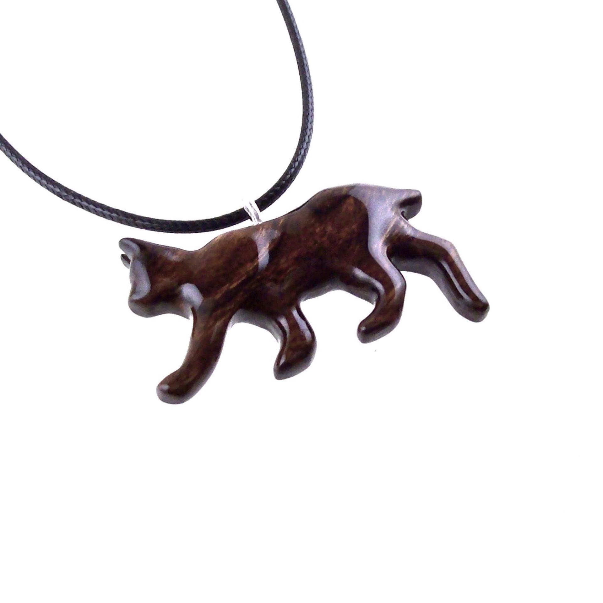 Wooden Bobcat Pendant, Bobcat Necklace, Hand Carved Lynx Necklace, Wood Wildcat Necklace, Totem Spirit Animal Jewelry for Men or Women