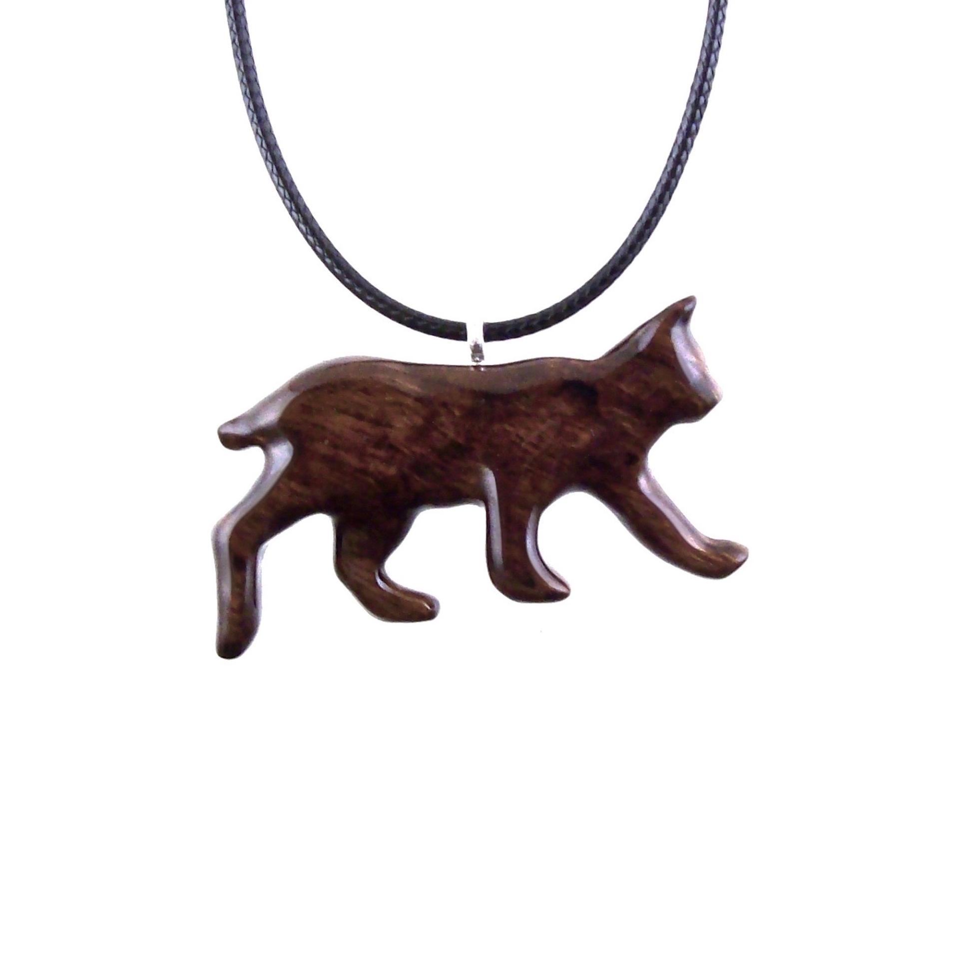 Wooden Bobcat Pendant, Bobcat Necklace, Hand Carved Lynx Necklace, Wood Wildcat Necklace, Totem Spirit Animal Jewelry for Men or Women